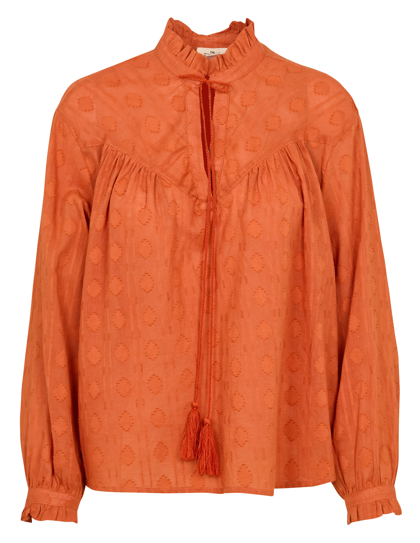 Bluse mit viktorianischem Kragen aus Baumwolle THE KORNER Orange
