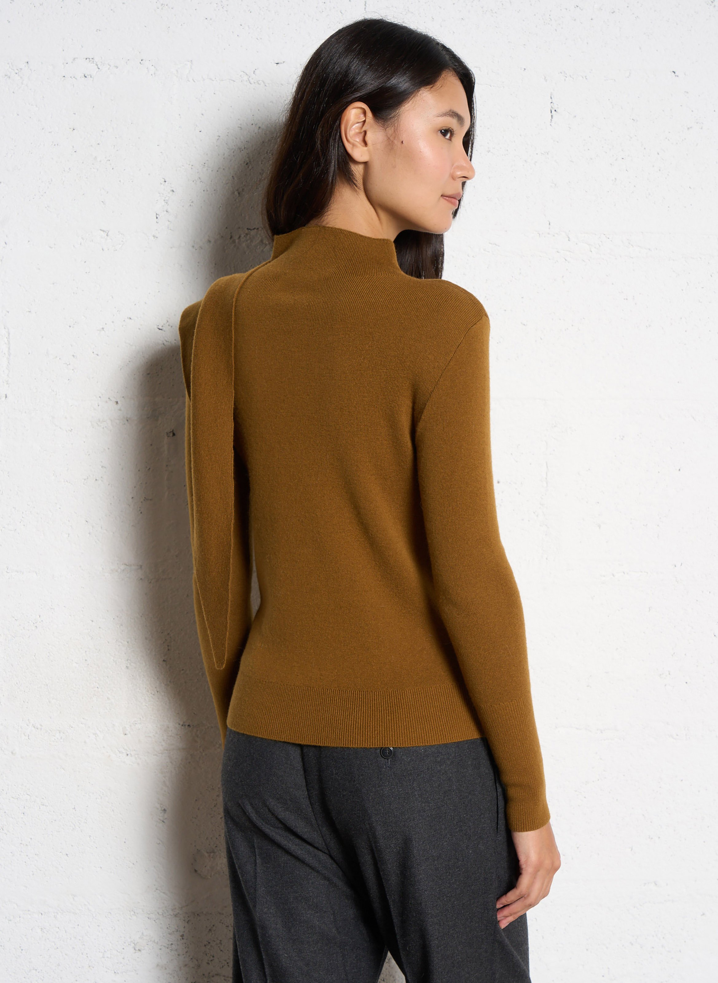 Round-neck mixed-knit cardigan SOPHIE+LUCIE Brown