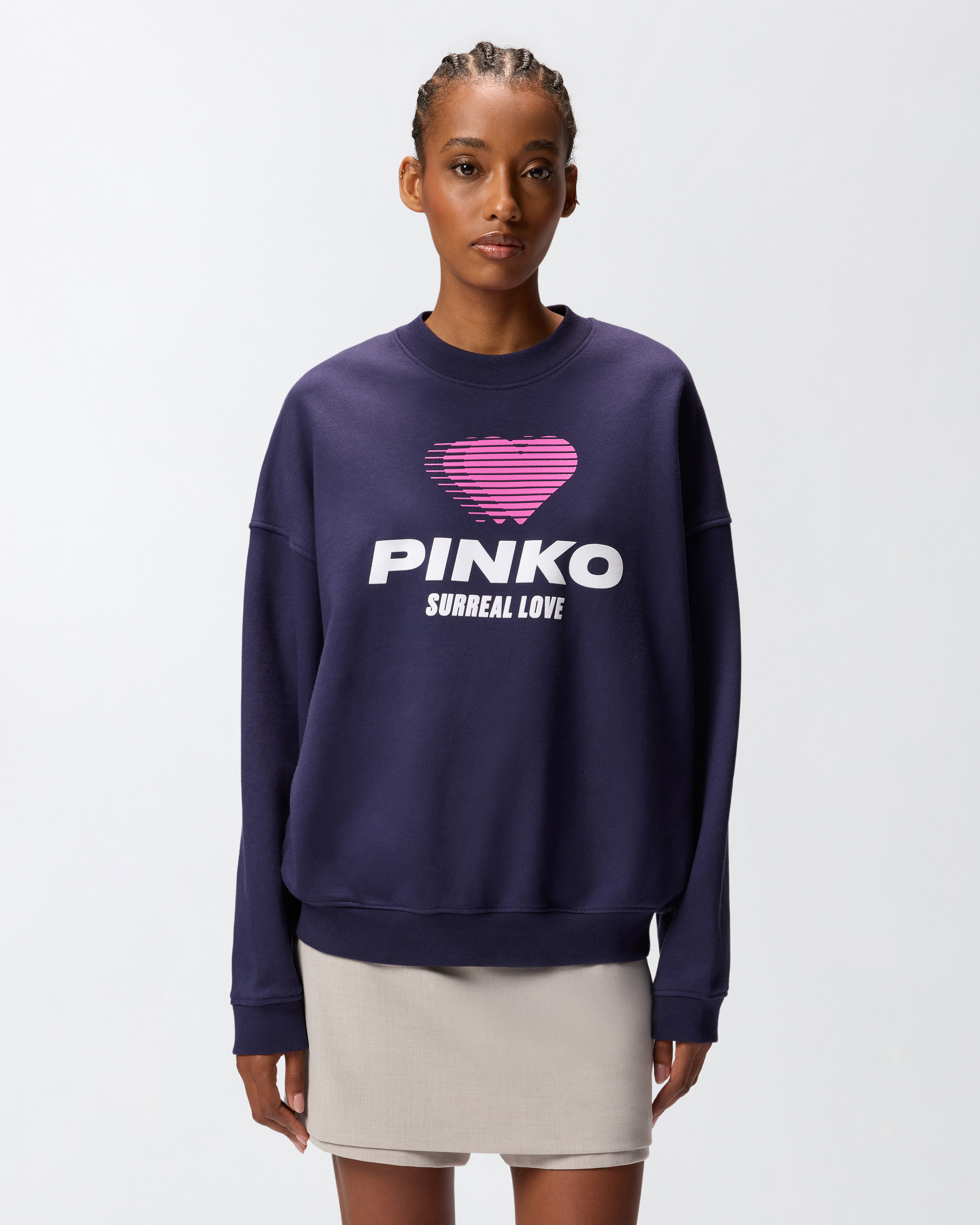 Sweatshirt with heart print and logo PINKO Blue