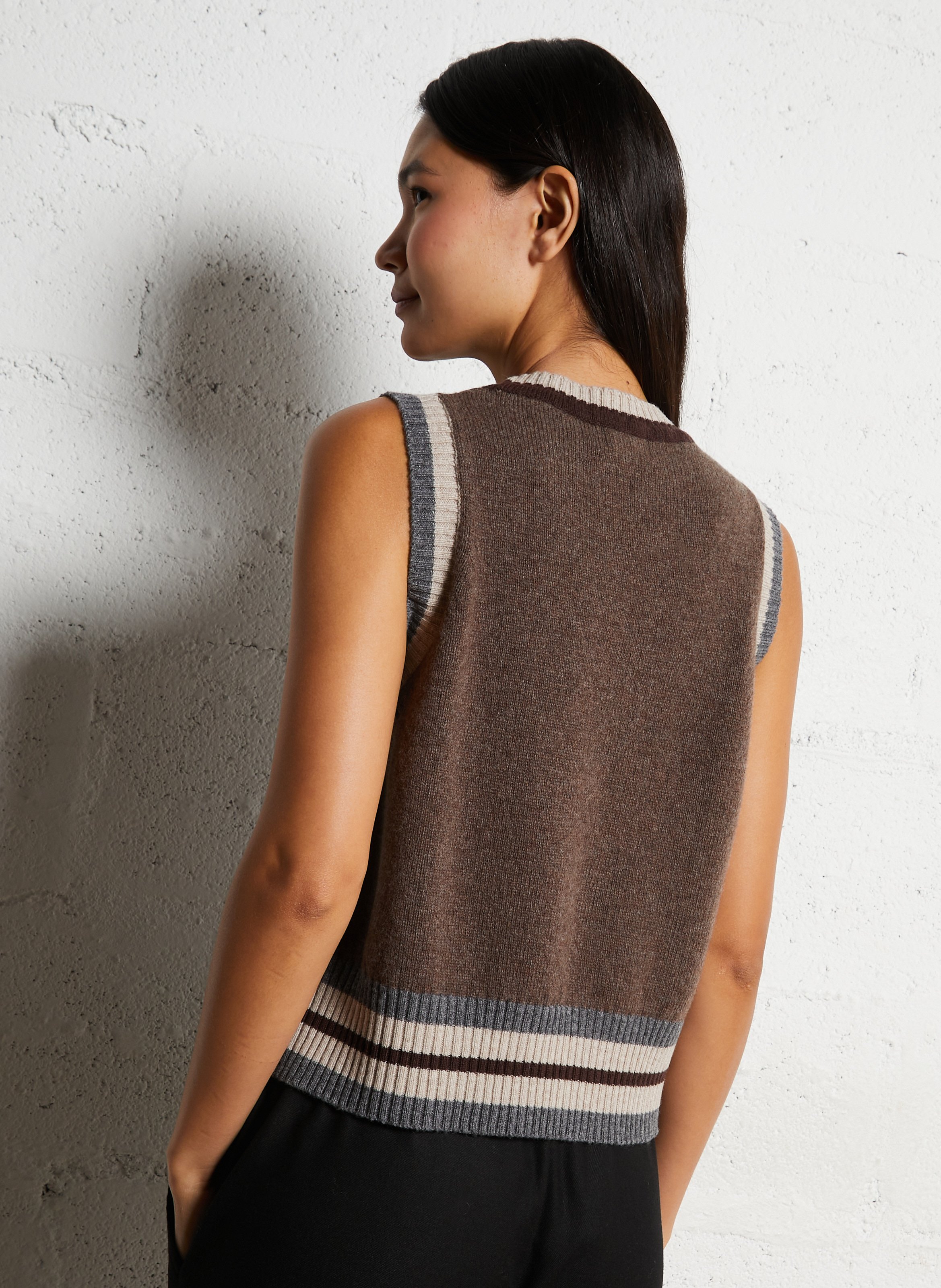 Pull droit col rond en laine DIEGA Marron