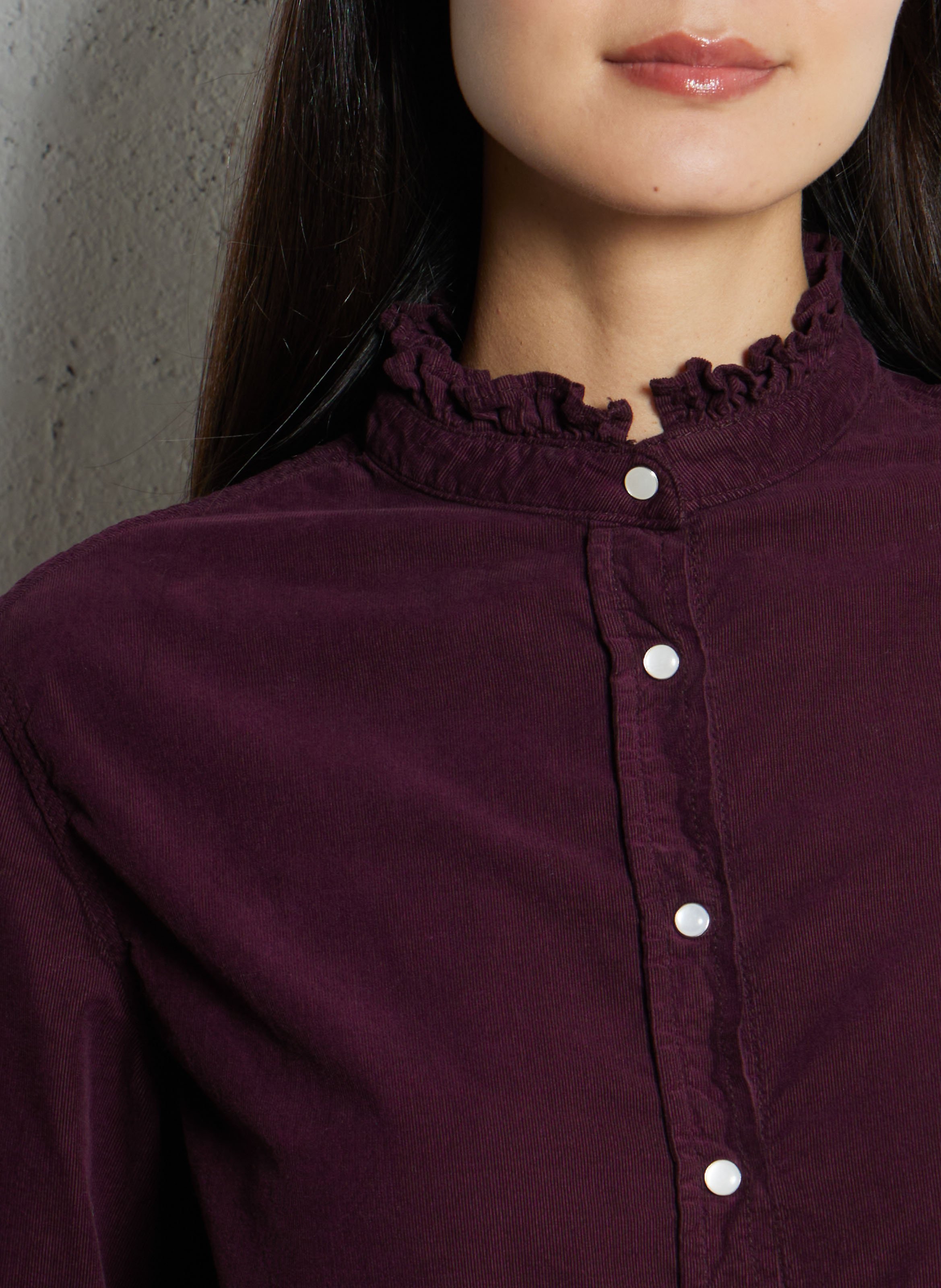 Cotton corduroy shirt with Victorian collar ACQUAVERDE Plums