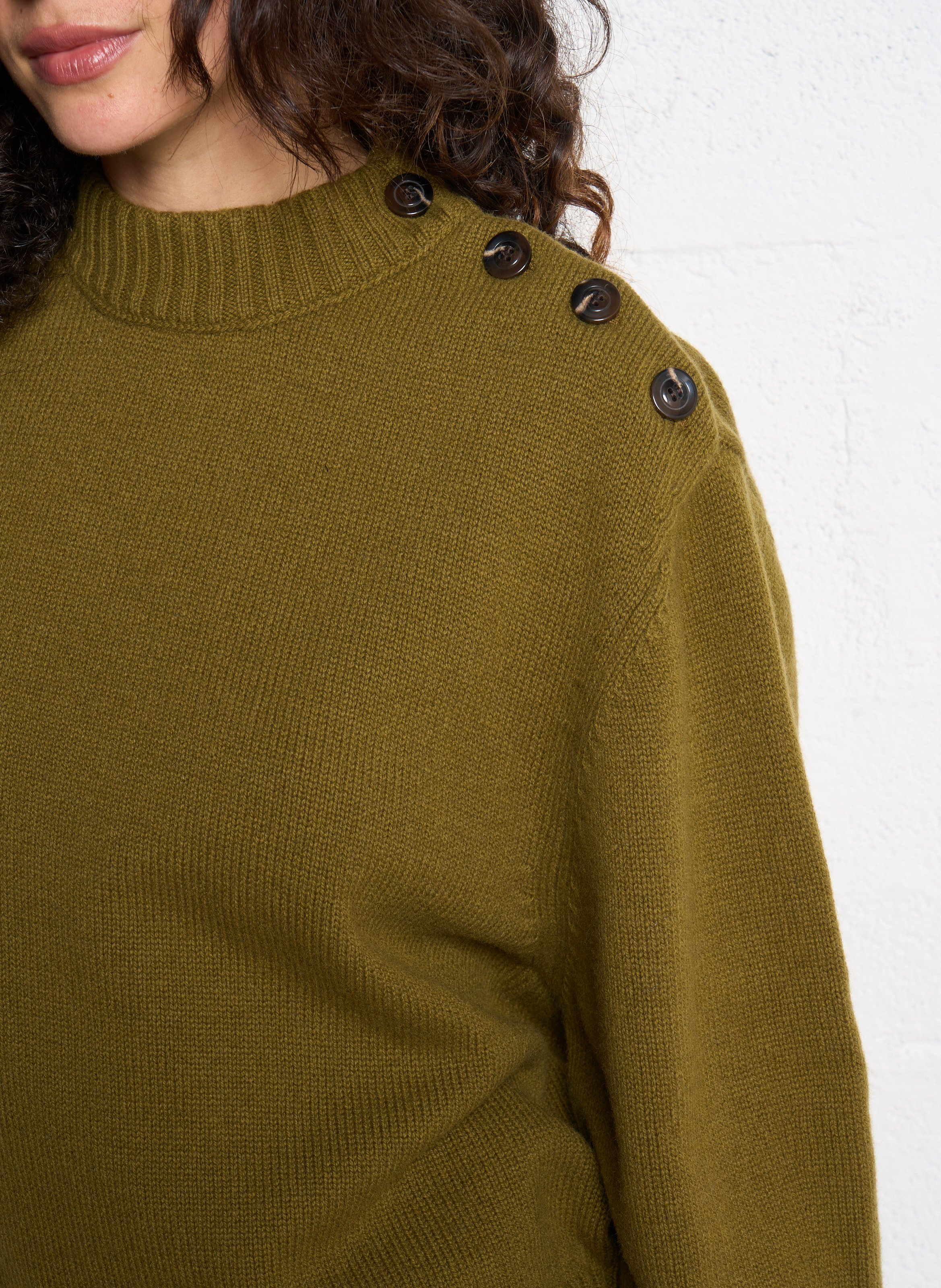 Pull col rond en laine SOEUR Marron