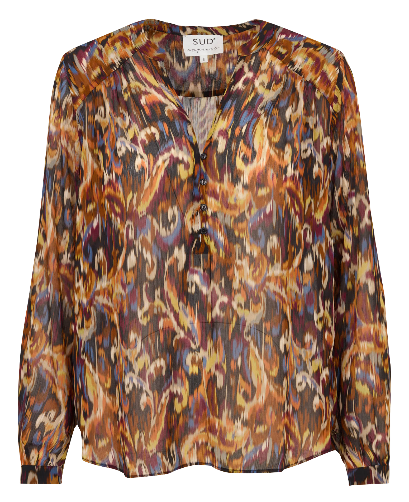 Top ample col V imprimé SUD EXPRESS Jaune