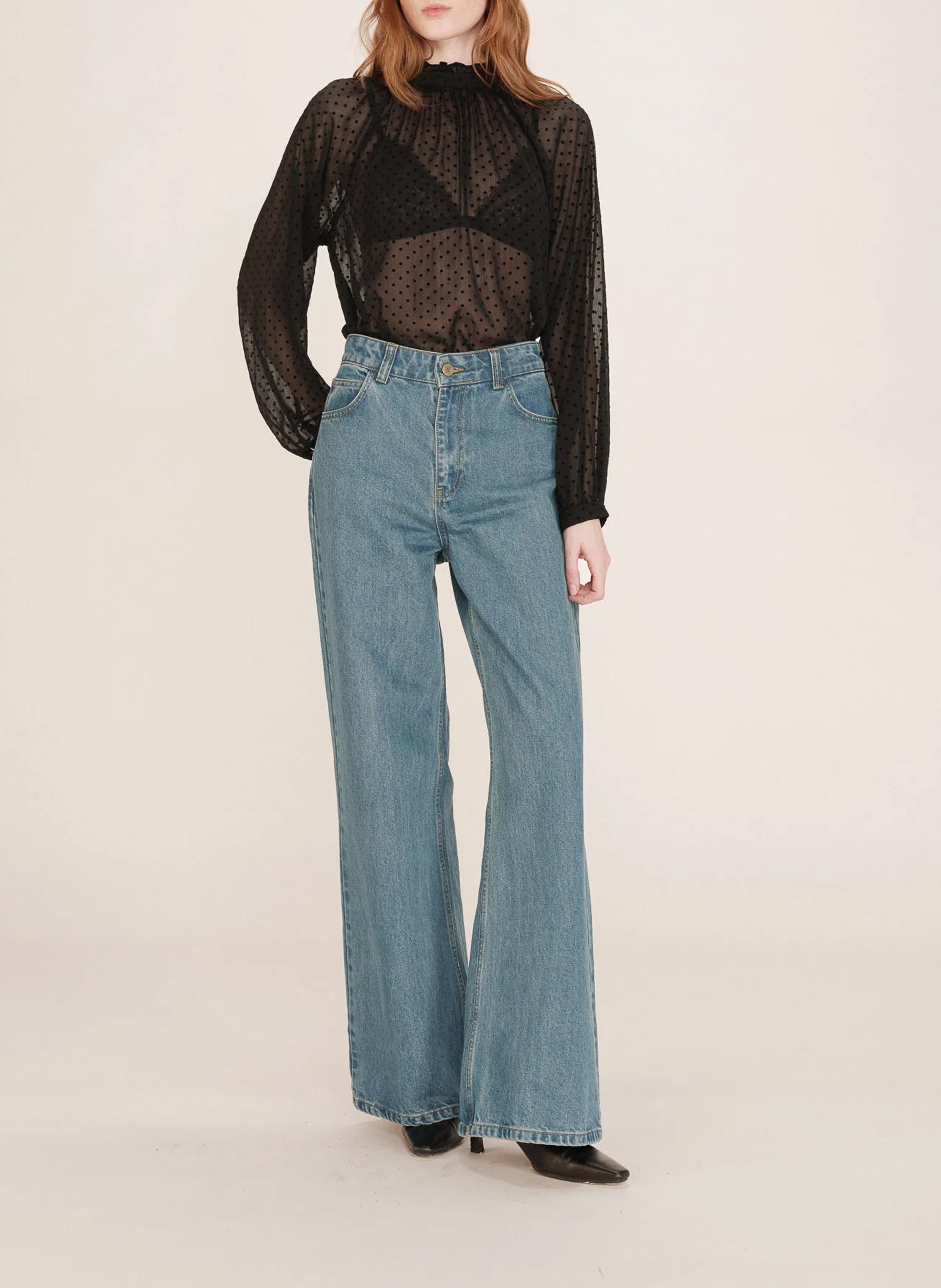 Straight blouse with pattern GRACE ET MILA Black