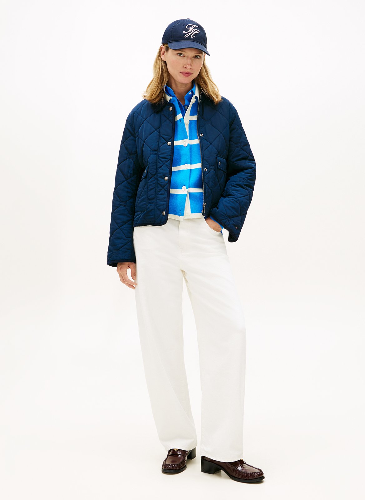 Veste droite matelassée à col velours TOMMY HILFIGER Bleu