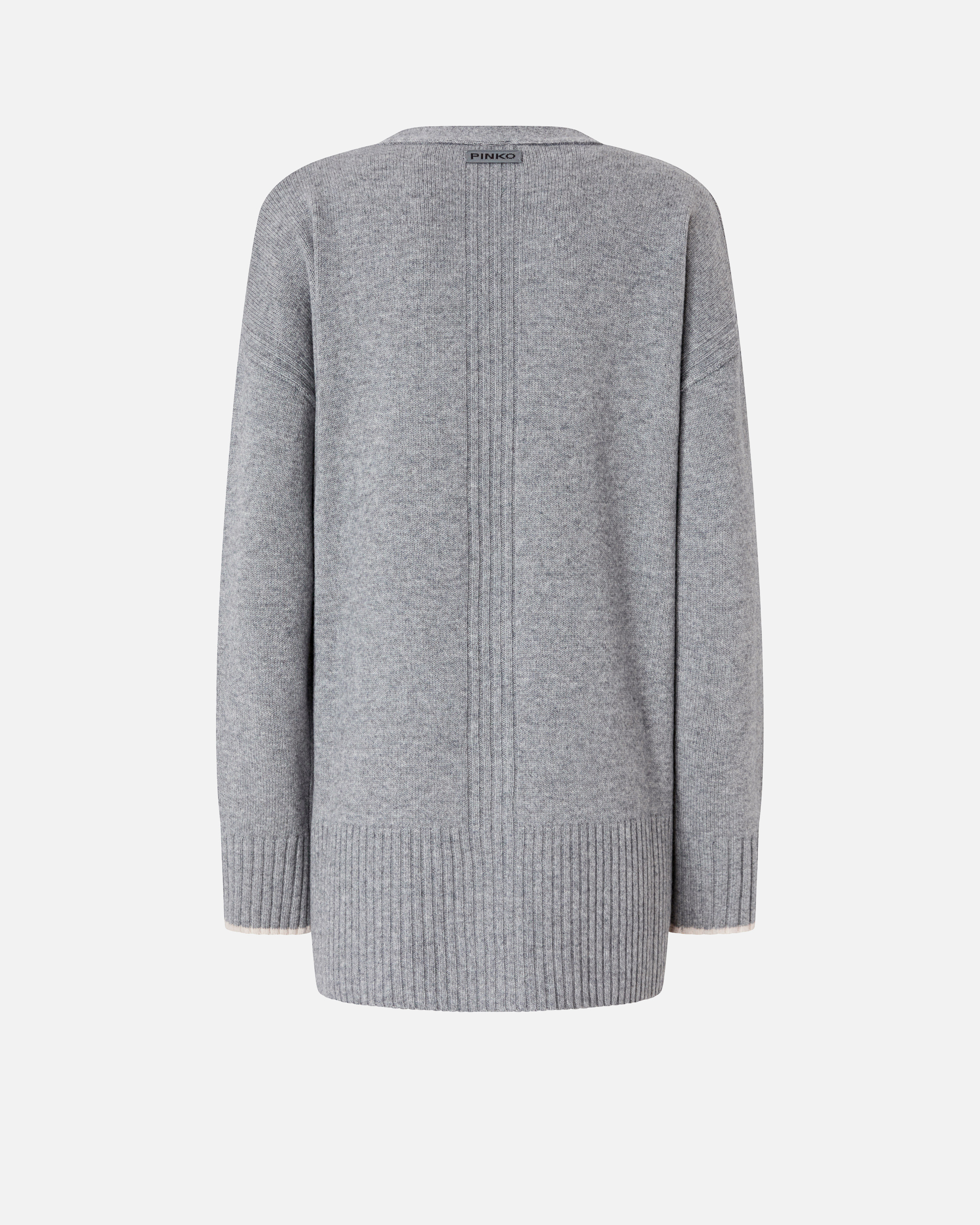 Long V-neck cardigan PINKO Grey