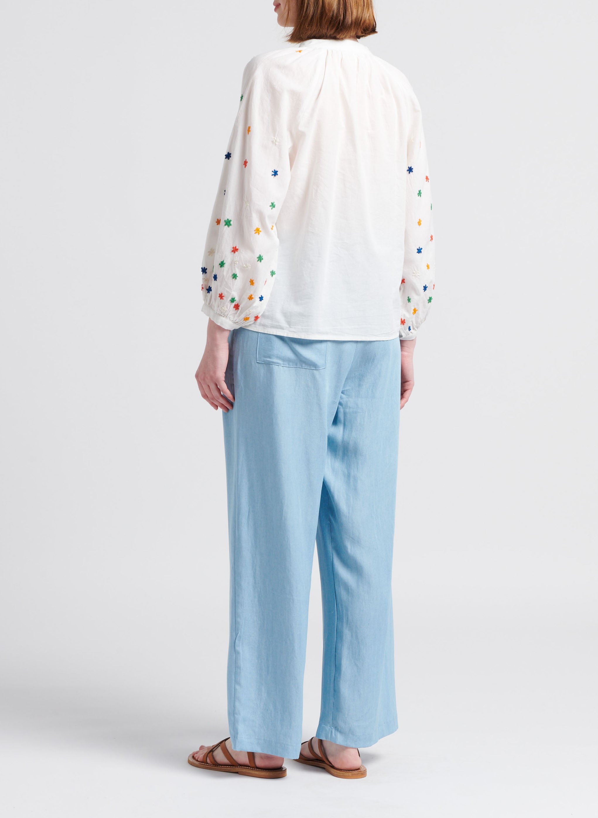 Katoenen blouse met maokraag V DE VINSTER Wit