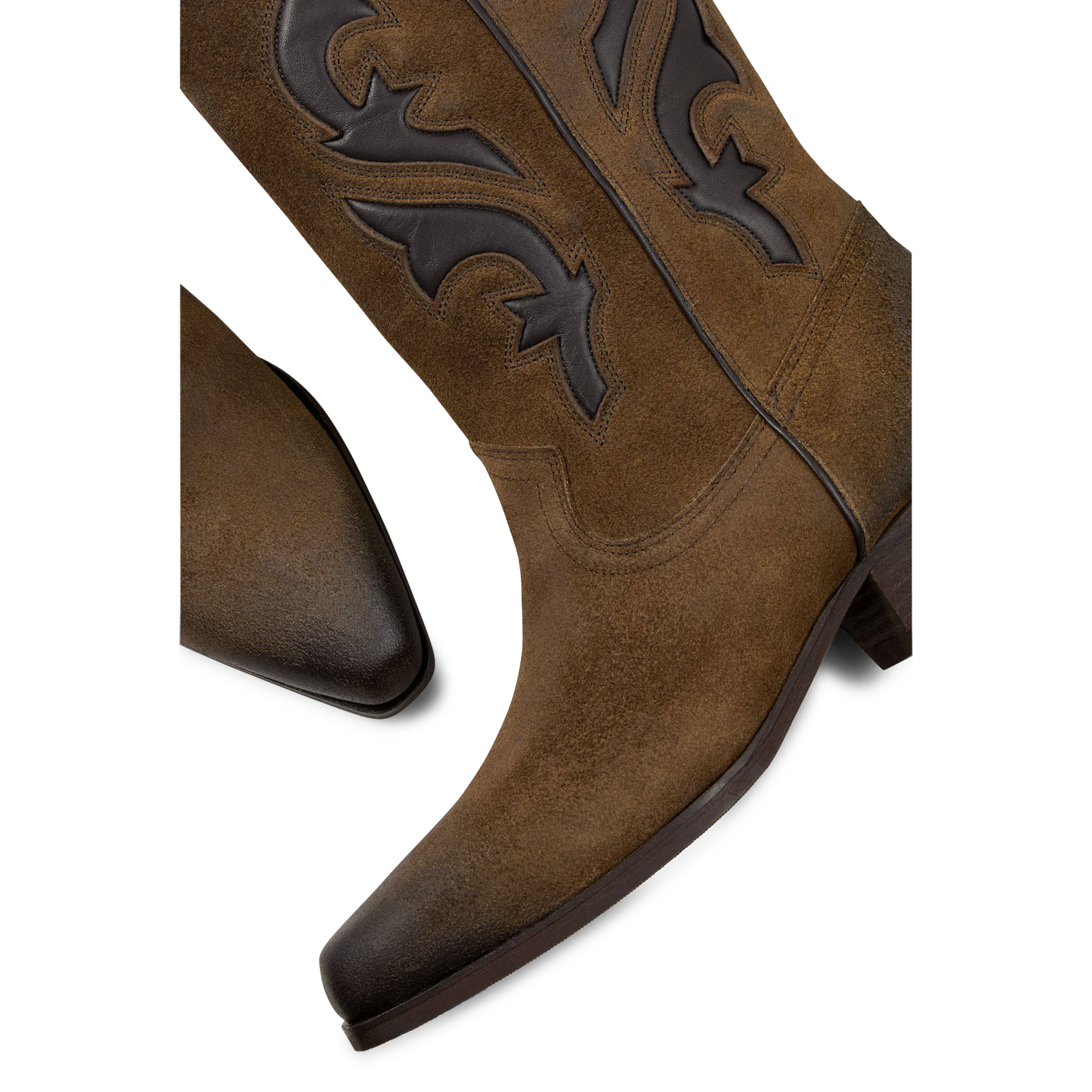 Bottes en cuir velours BA&SH Marron