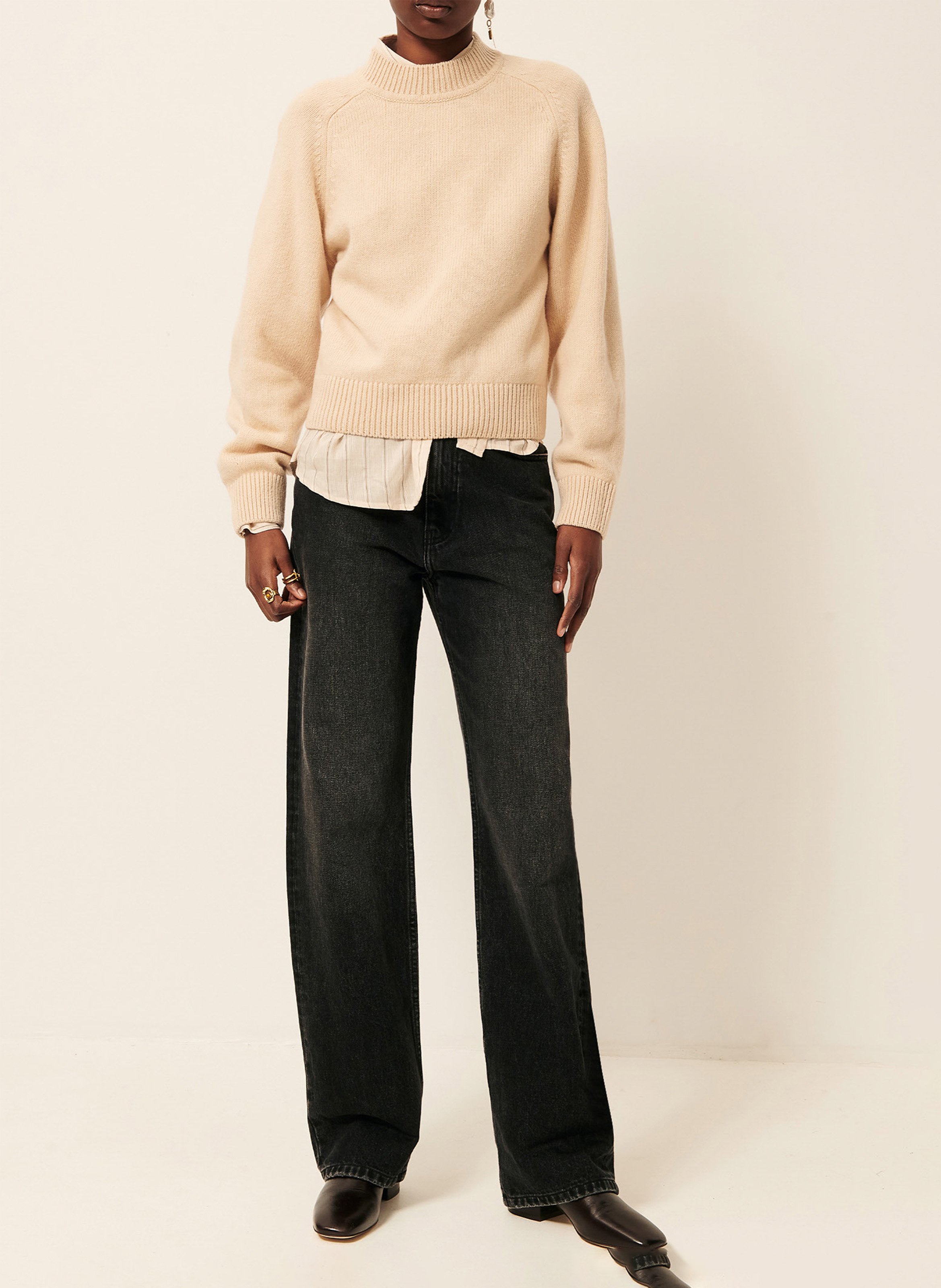 Straight wool-blend sweater SESSUN Beige