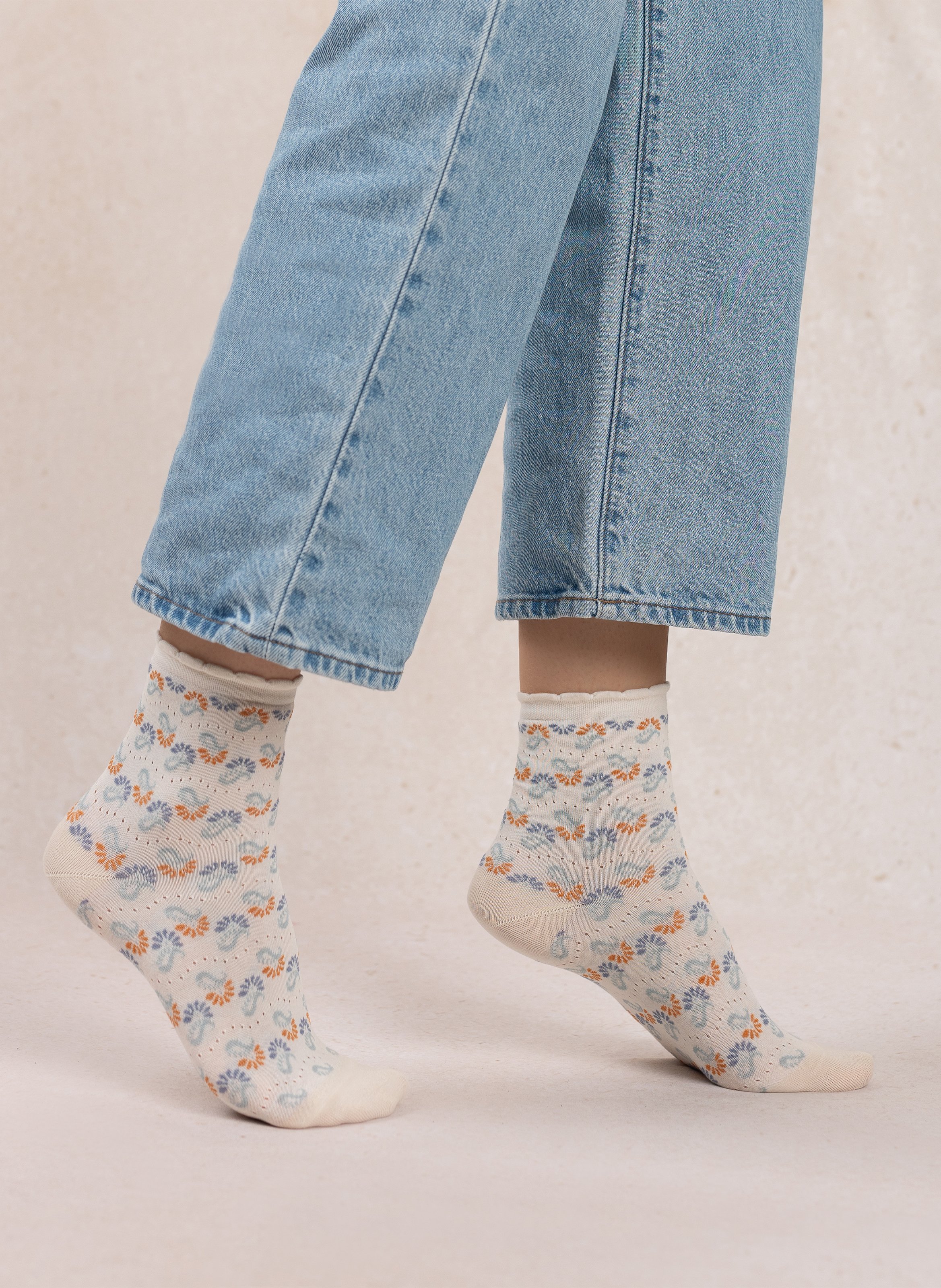 Chaussettes en coton mélangé imprimé BLEUFORET Beige