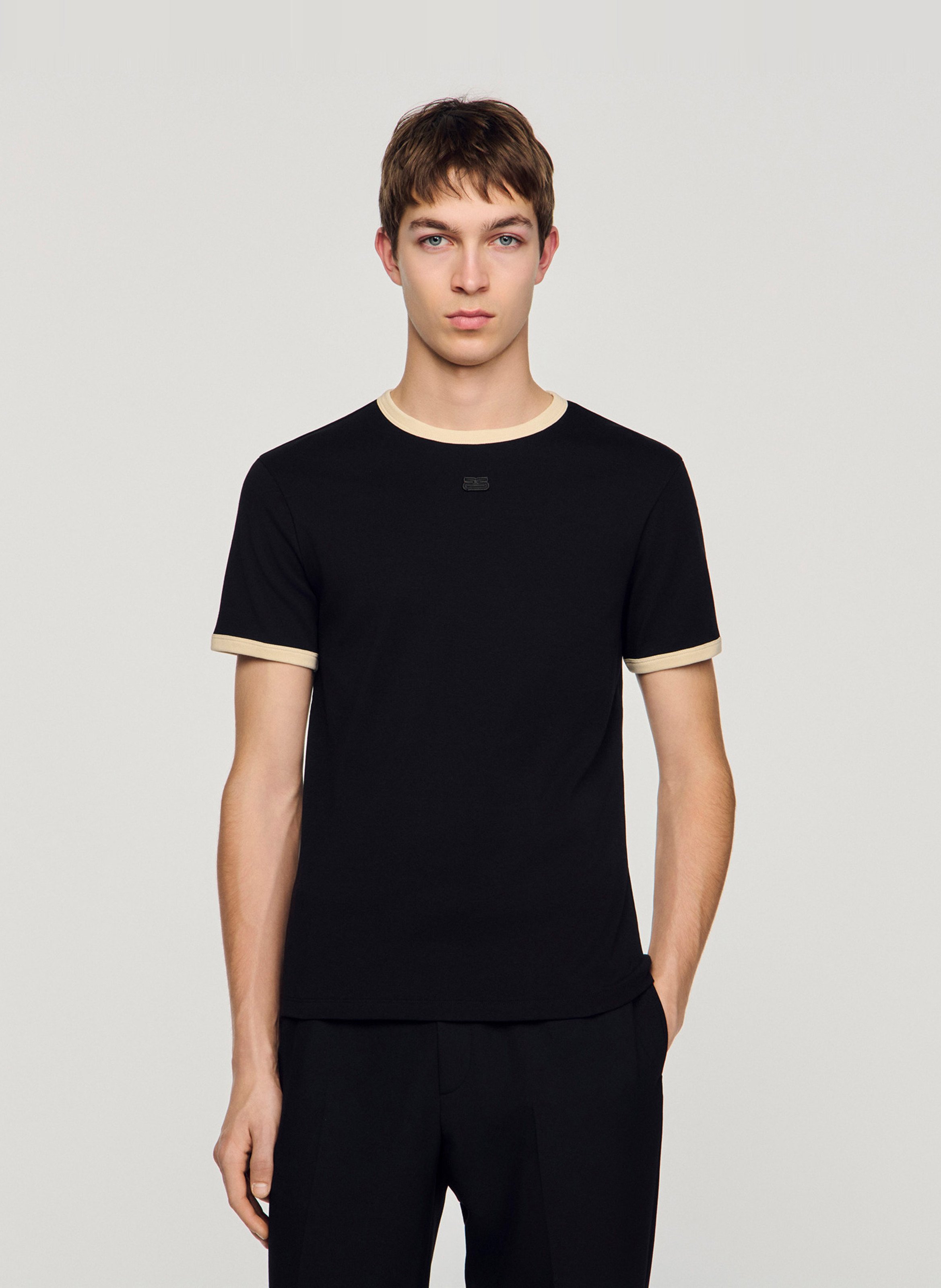 Tee-shirt droit en coton SANDRO Noir