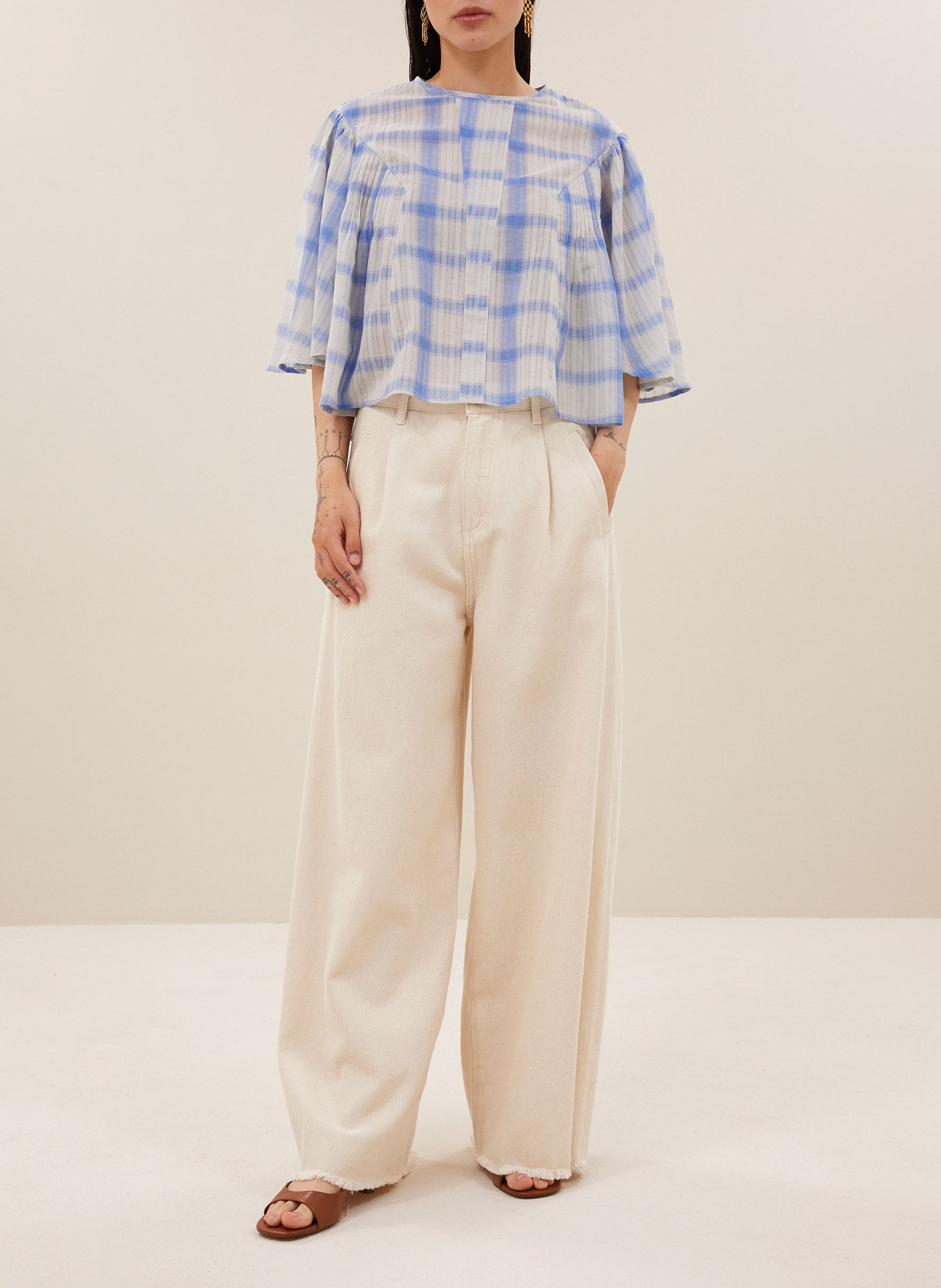 Blouse ample imprimée à nœuds BY BAR Bleu