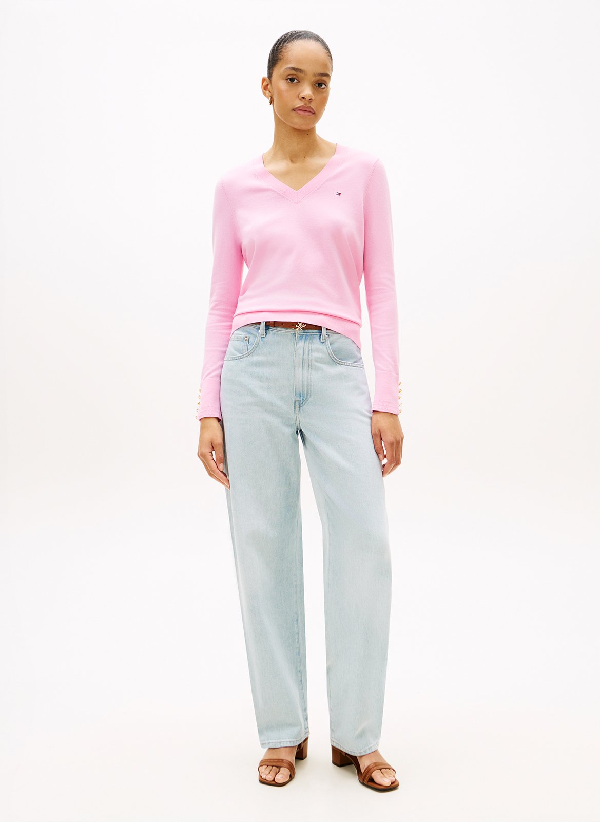 Rechte trui van biologisch katoenmix TOMMY HILFIGER Roze