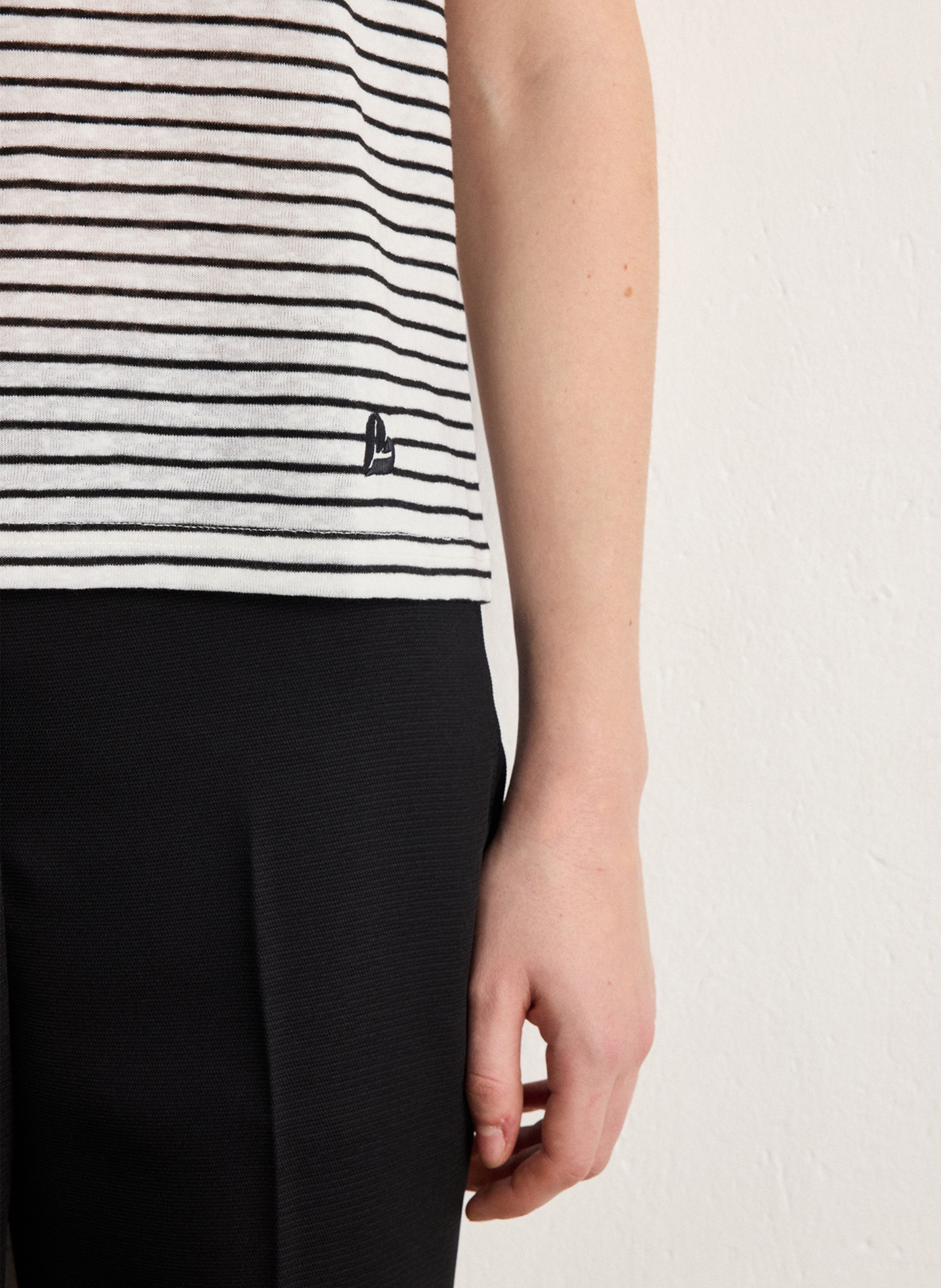 Straight round neck striped T-shirt PABLO White