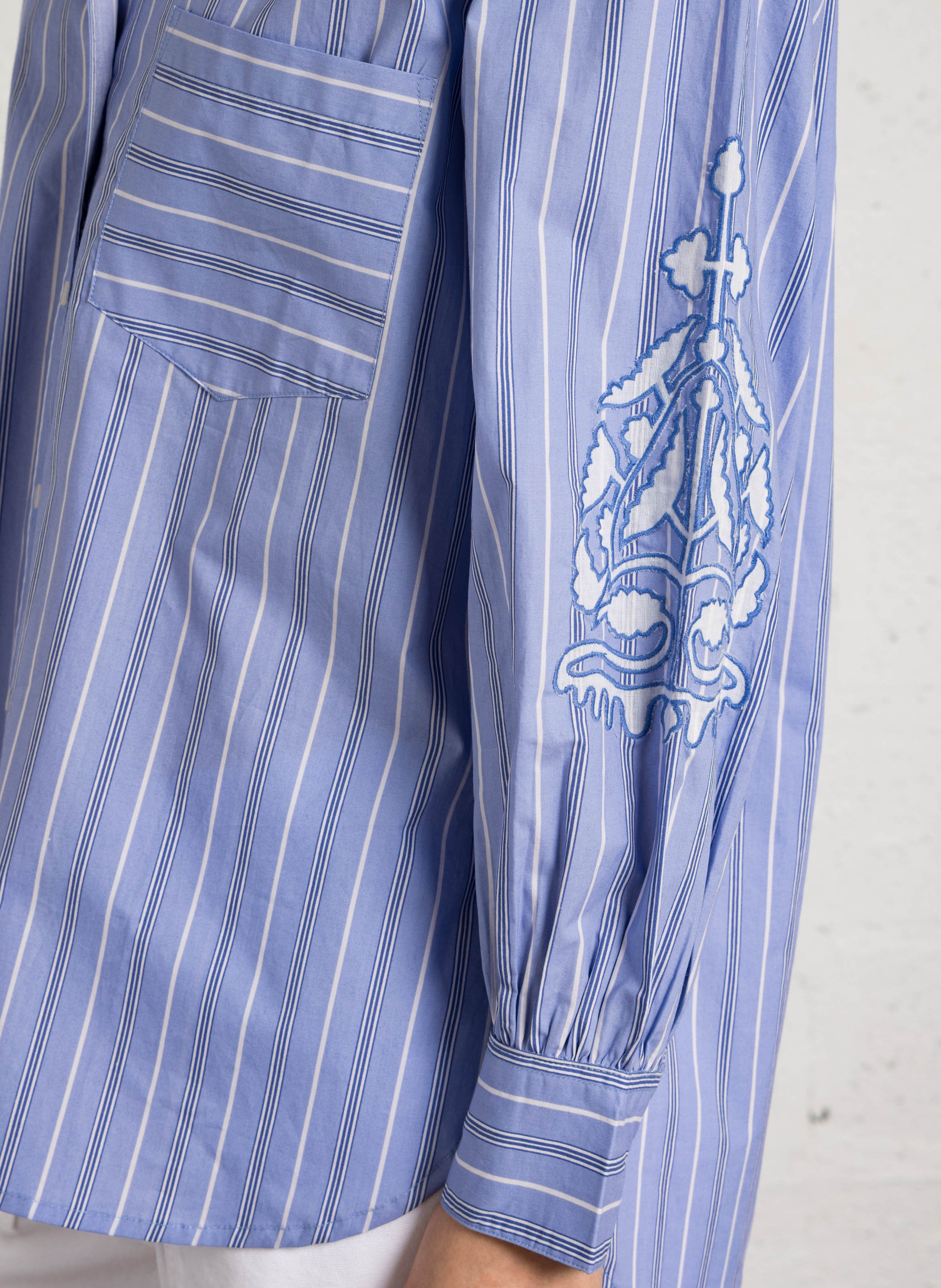 Chemise droite rayée à détails brodés LOUISE MISHA Bleu