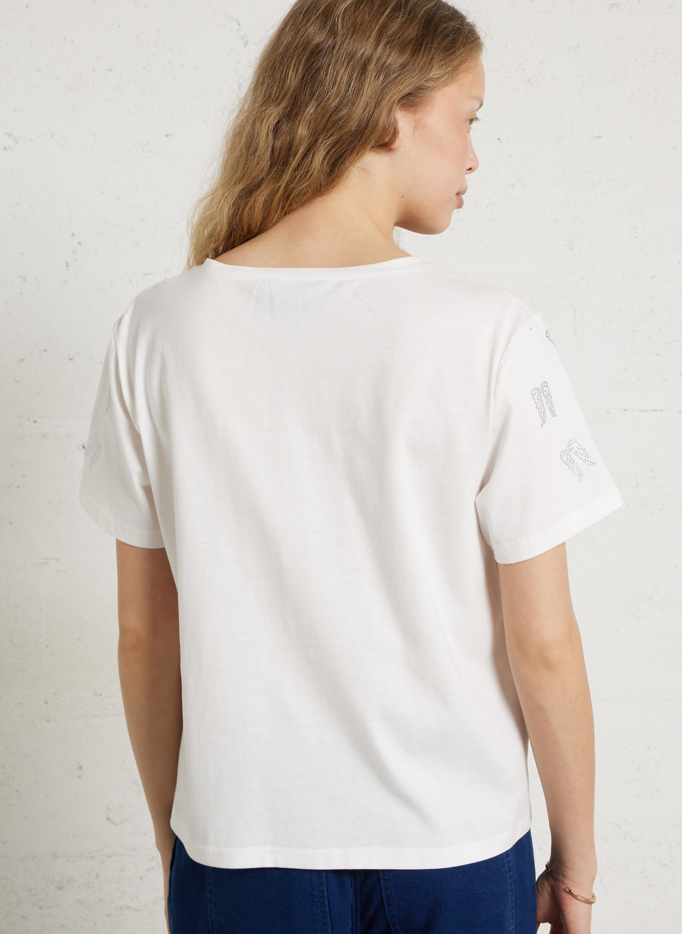 Oversize T-Shirt mit V-Ausschnitt BERENICE Weiss
