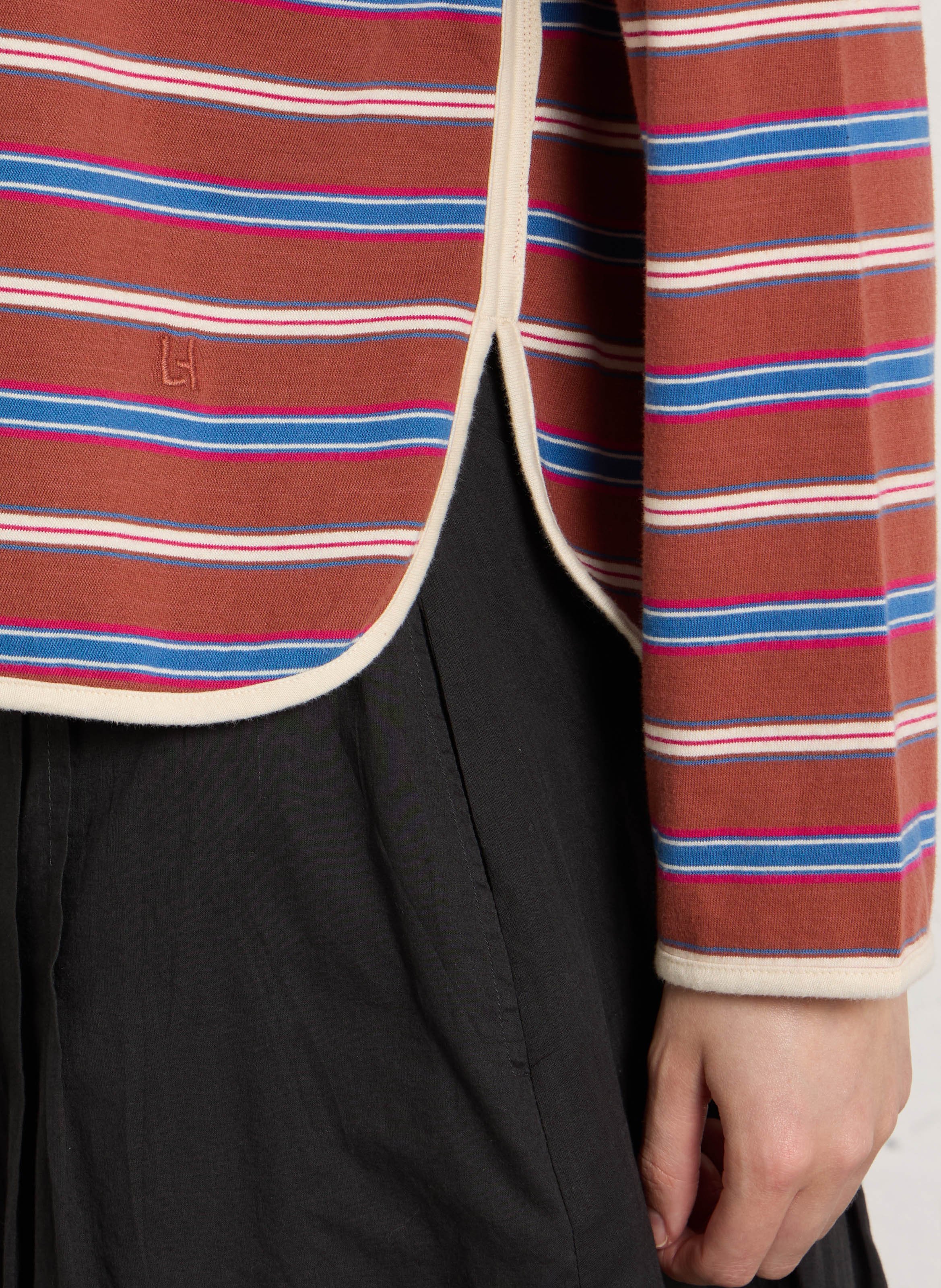 Striped long-sleeved boat-neck T-shirt LEON & HARPER Brown