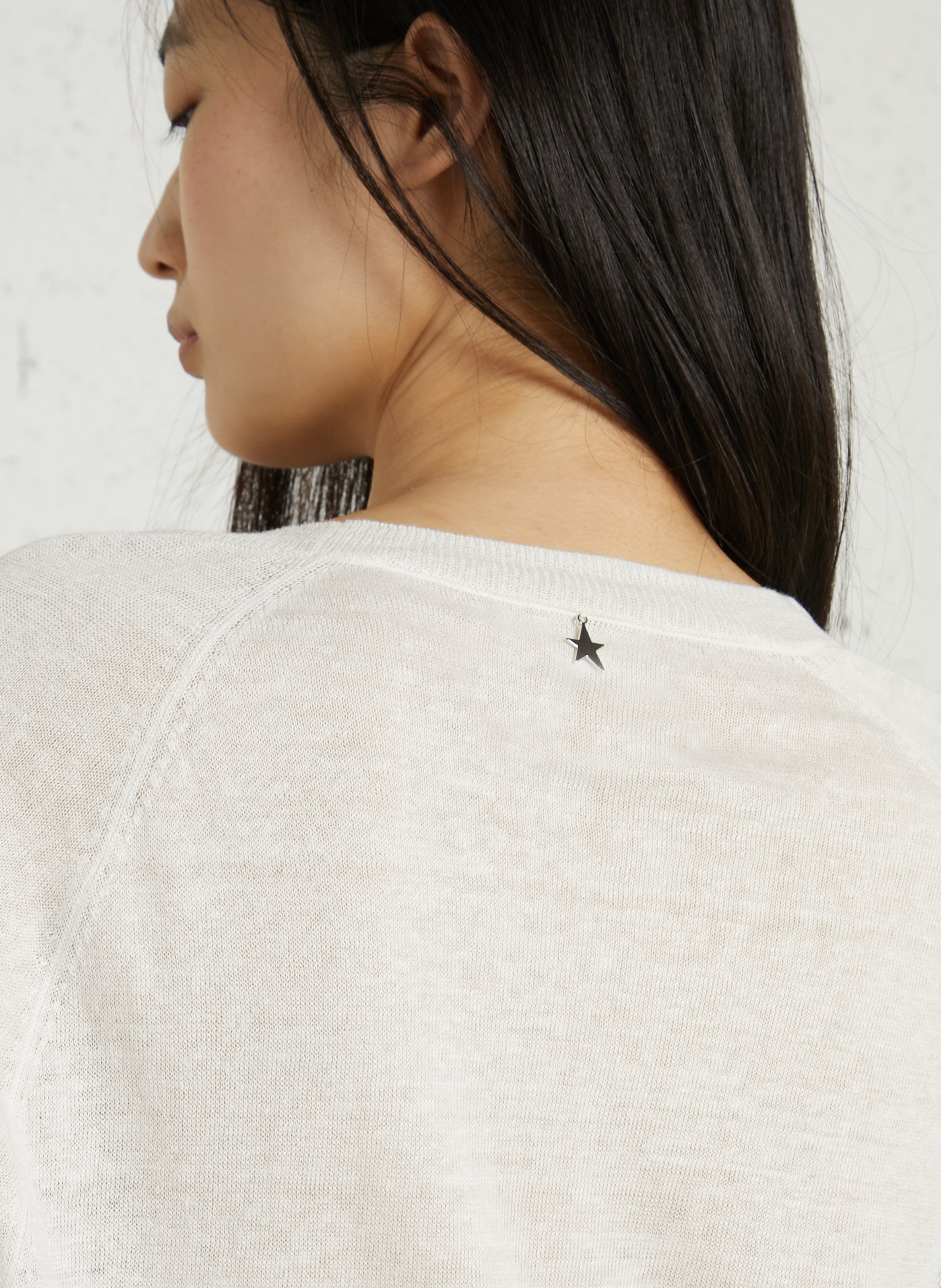 Pull oversize col rond en lin SUD EXPRESS Bleu