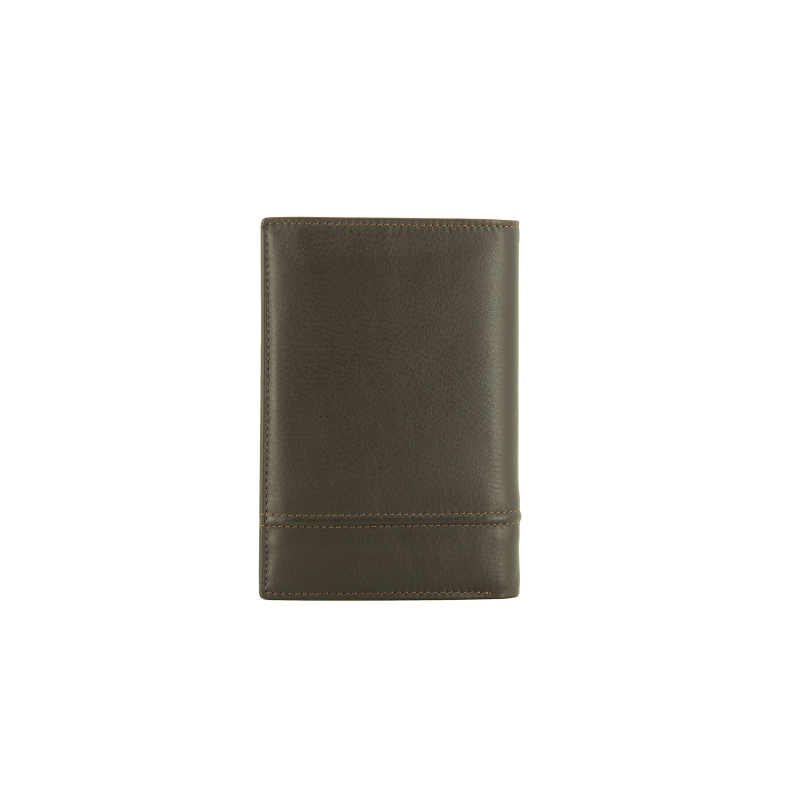 Calfskin leather credit-card holder POURCHET Brown