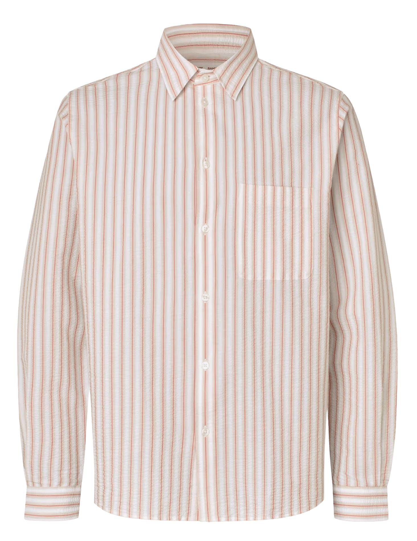 Rechte klassieke kraag blouse van biologisch katoenmix met strepen. SAMSOE SAMSOE Veelkleurig