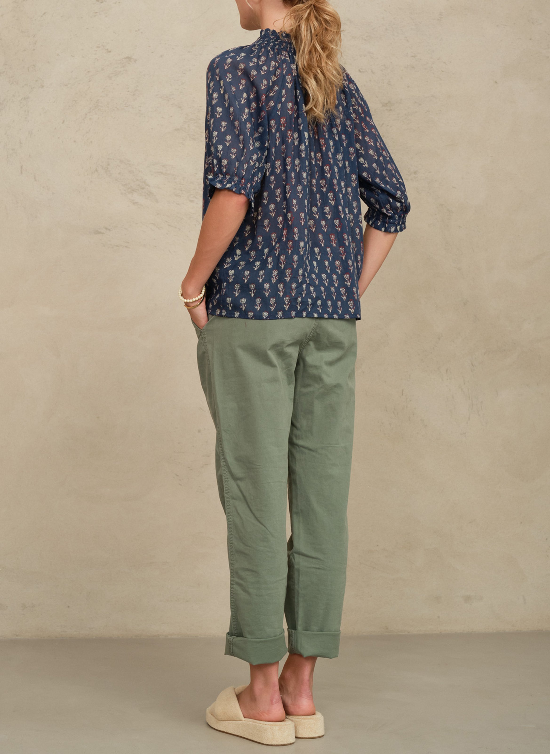 Bluse mit Henley-Ausschnitt und Print M.A.B.E Blau