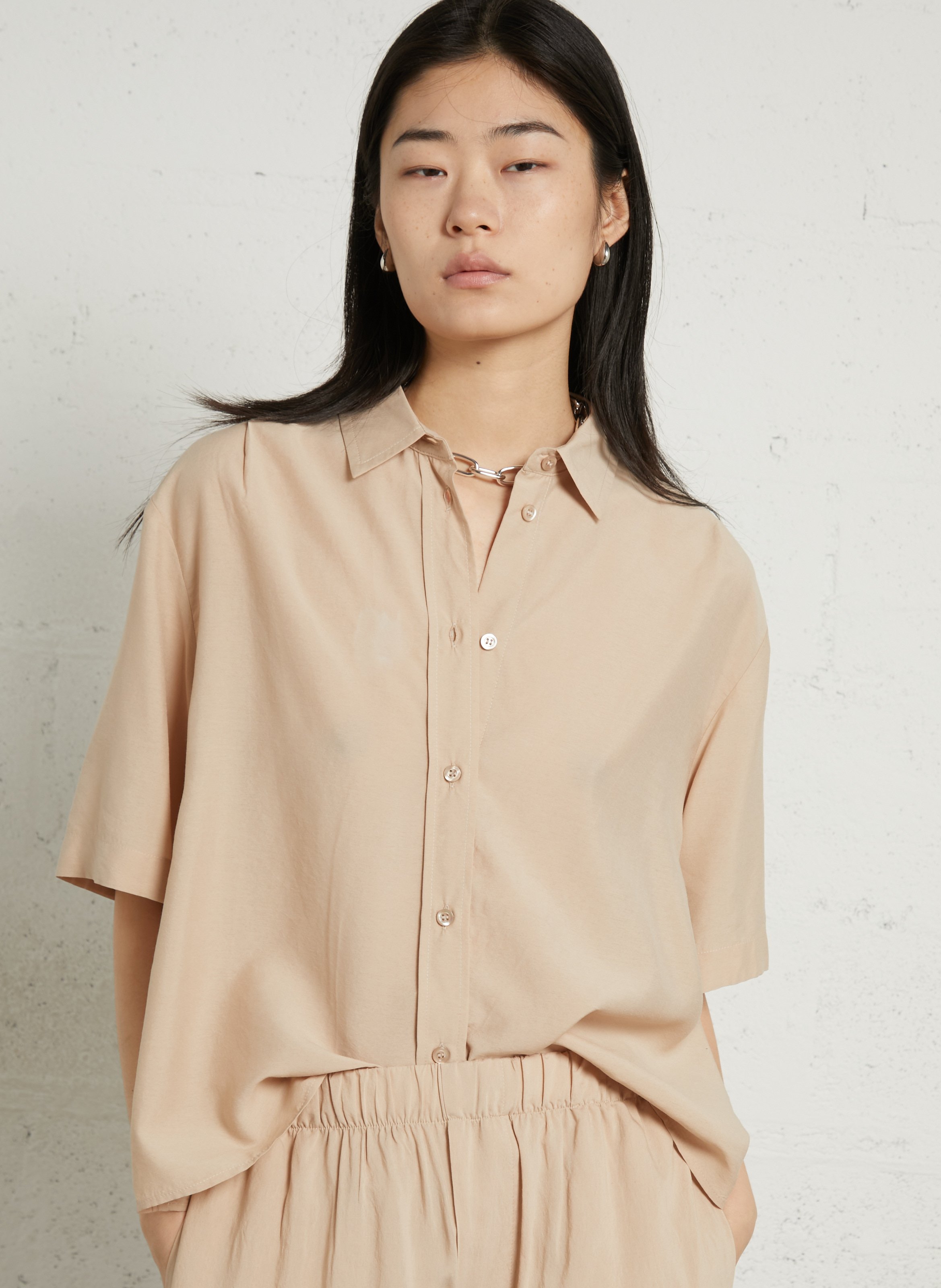 Oversize-Bluse mit klassischem Kragen MASSCOB Rosa