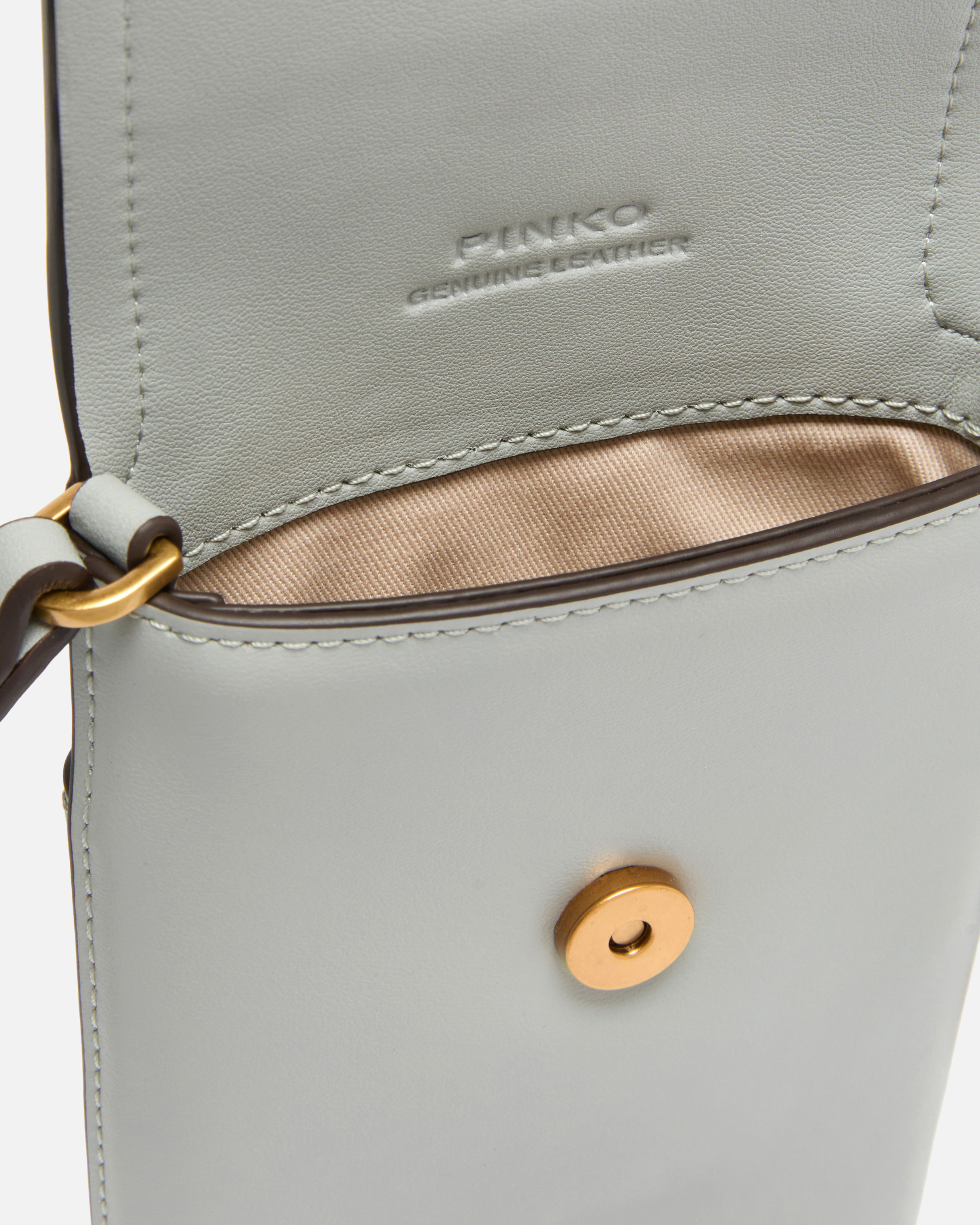 Pochette à bandoulière pour smartphone en cuir à logo PINKO Gris