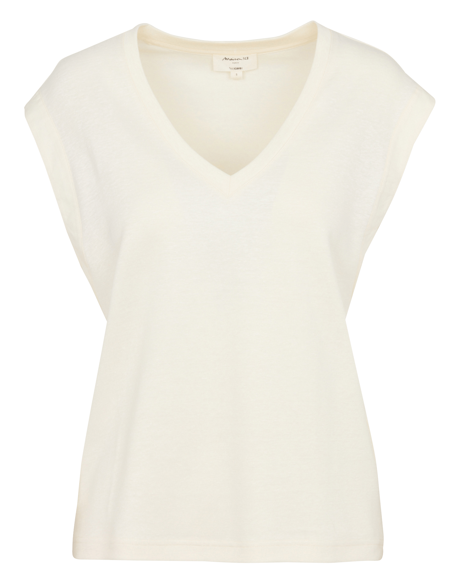 Tee-shirt col V en lin mélangé MAISON 123