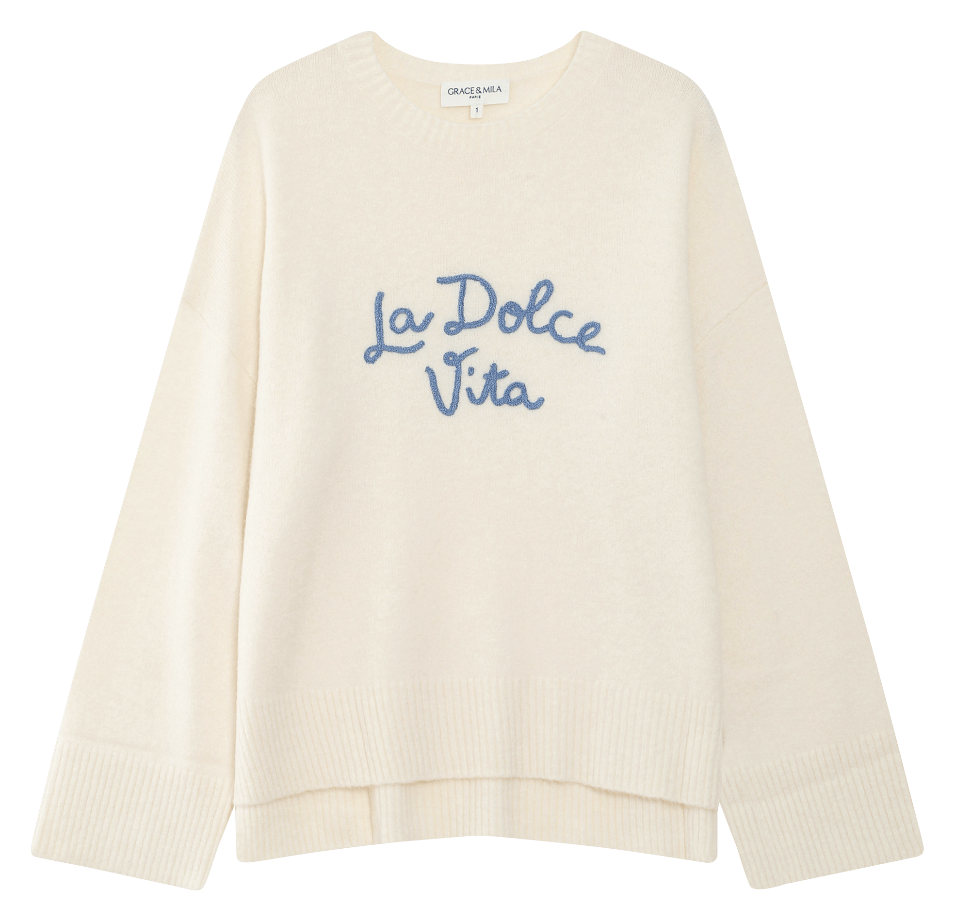 Pull col rond GRACE ET MILA Bleu