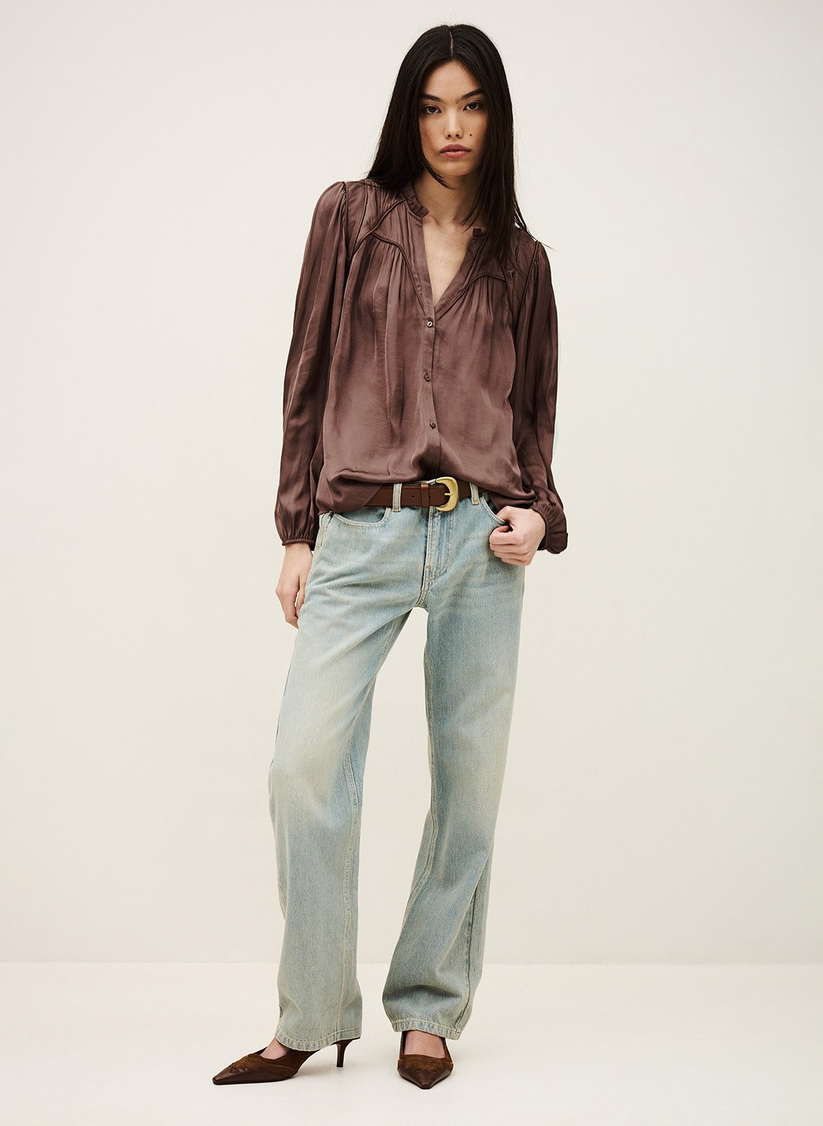 Chemise ample col v fluide BA&SH Rose