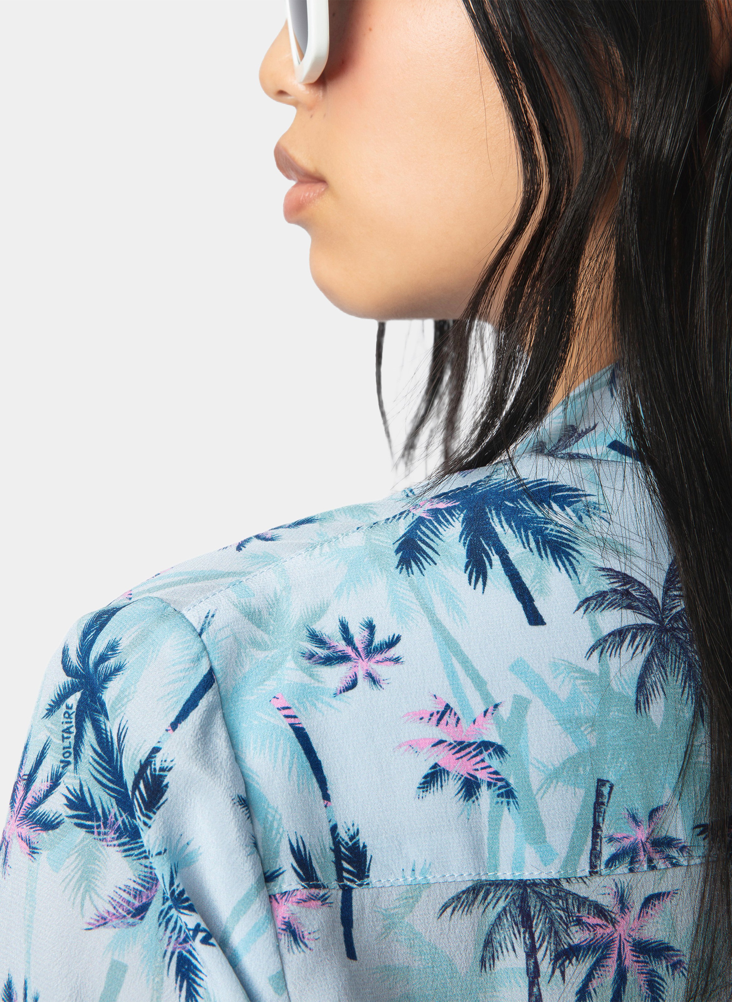 Chemise col V en soie ZADIG&VOLTAIRE Bleu