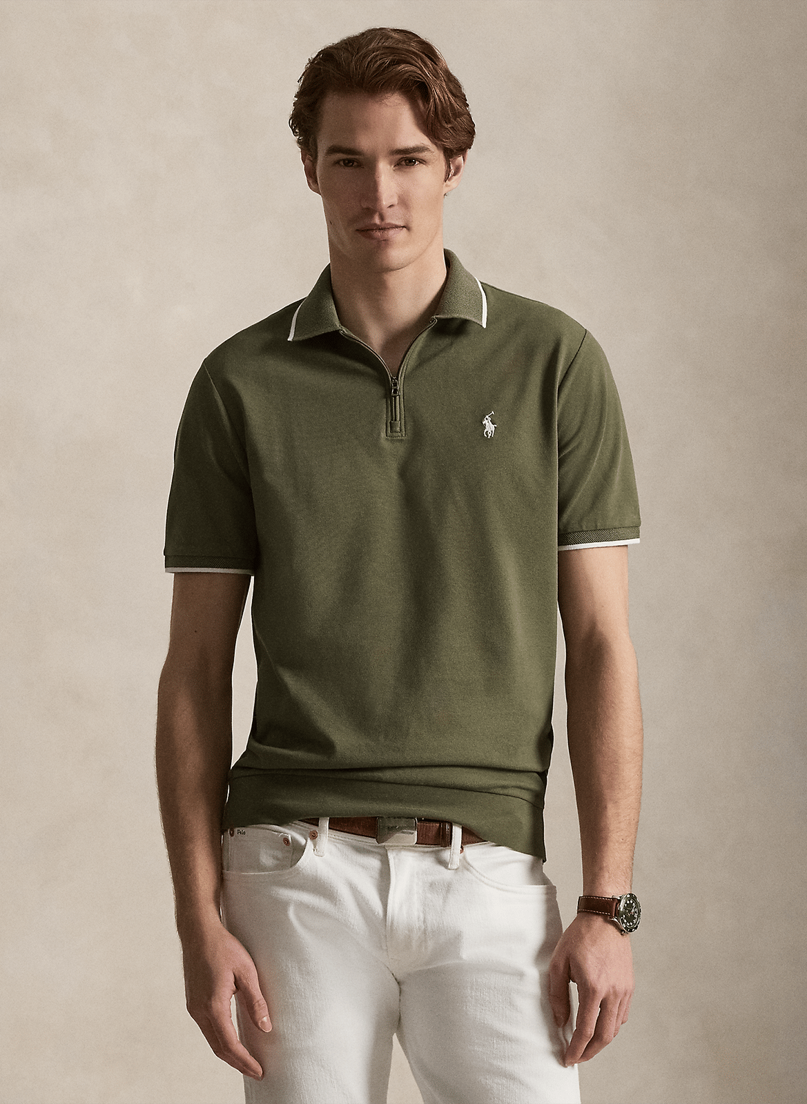 Straight cotton-blend polo shirt POLO RALPH LAUREN