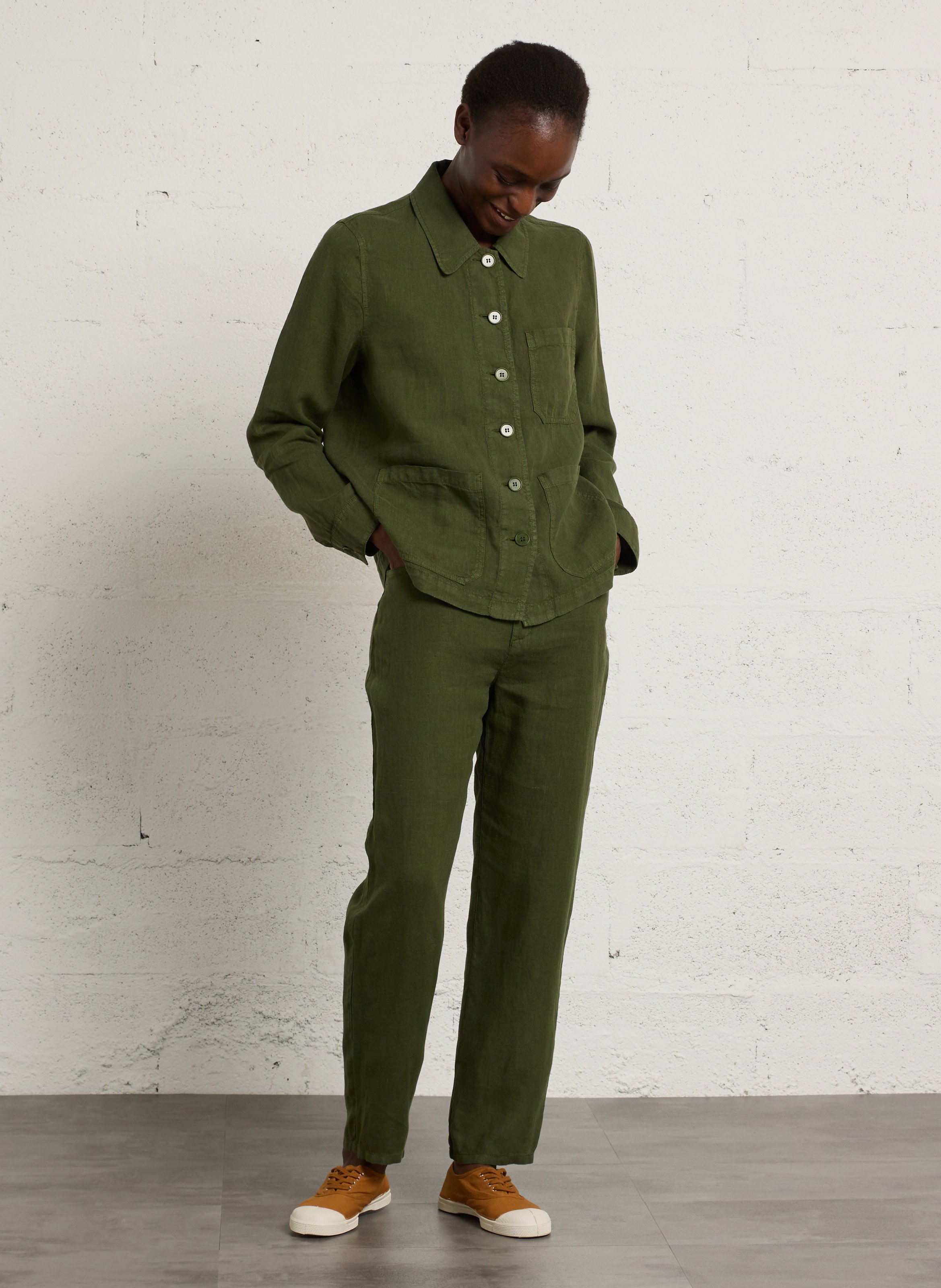 Angepasste Leinenhose BENSIMON Khaki