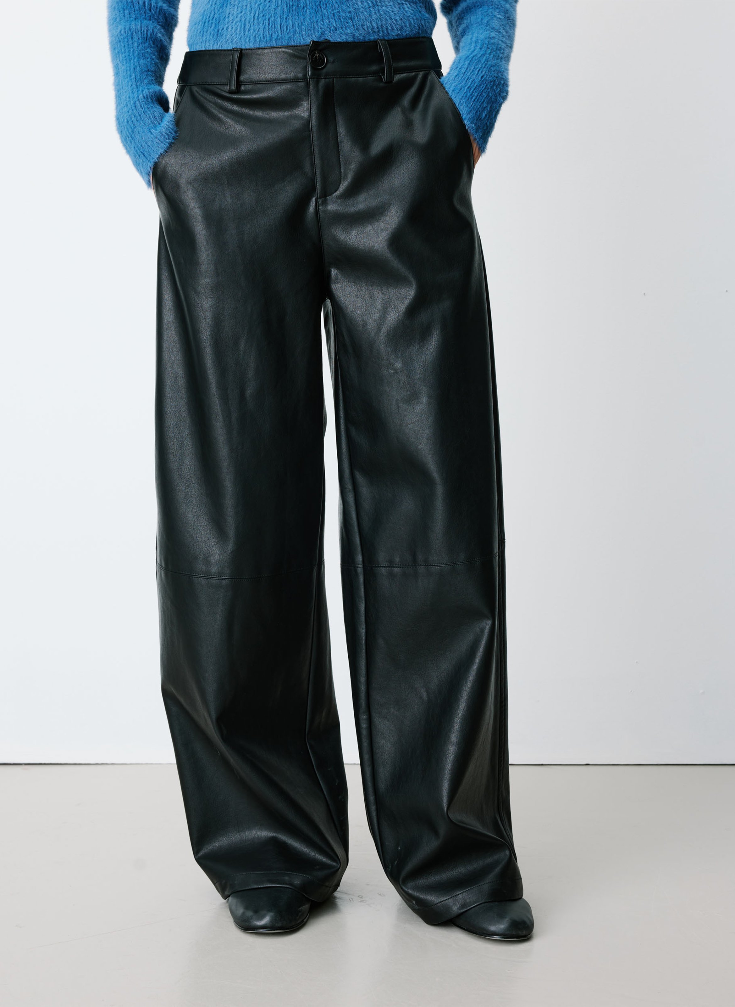 Breite Barrel-Lederhose GRACE ET MILA Schwarz