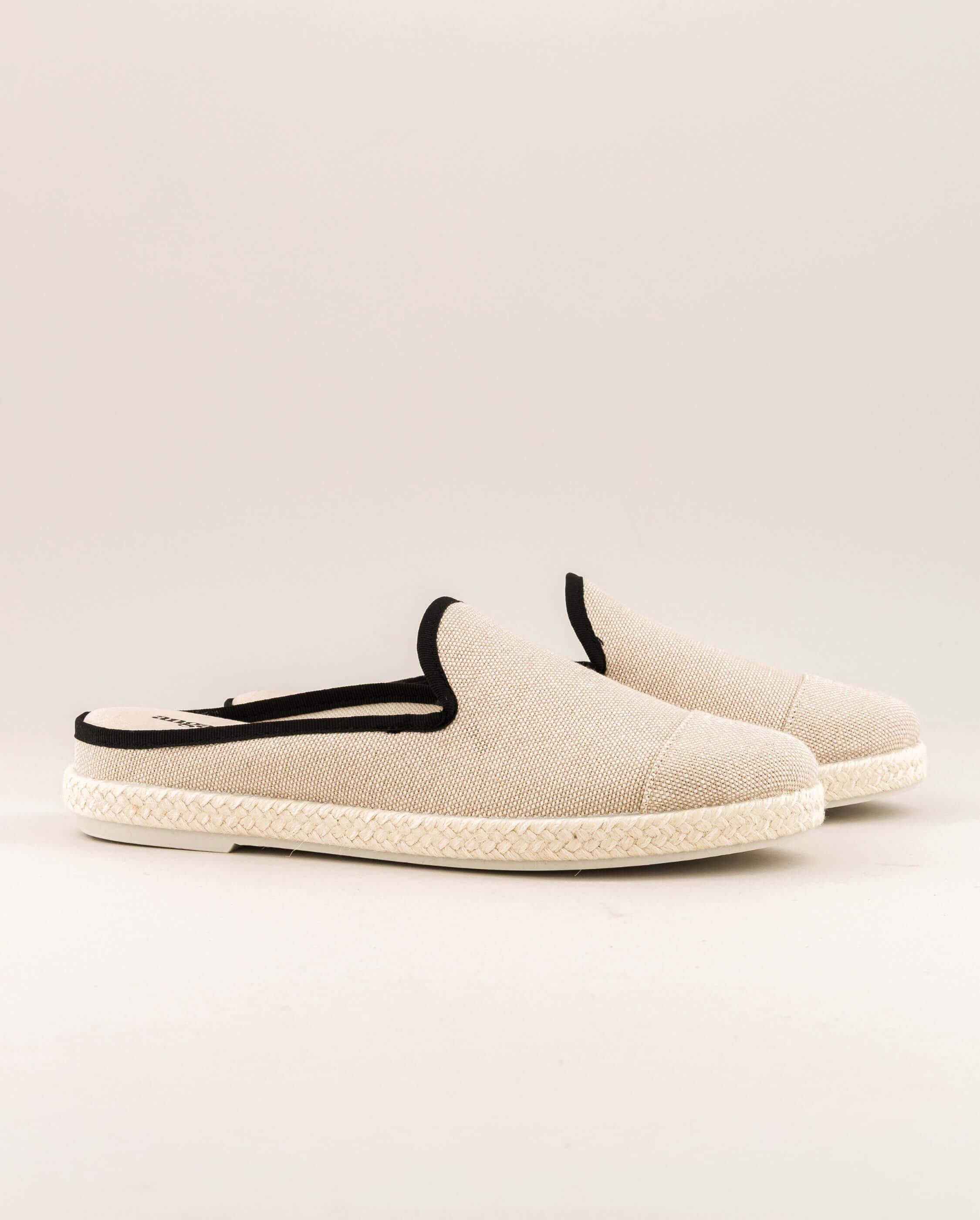 Women's mule, beige black cotton ANGARDE Beige