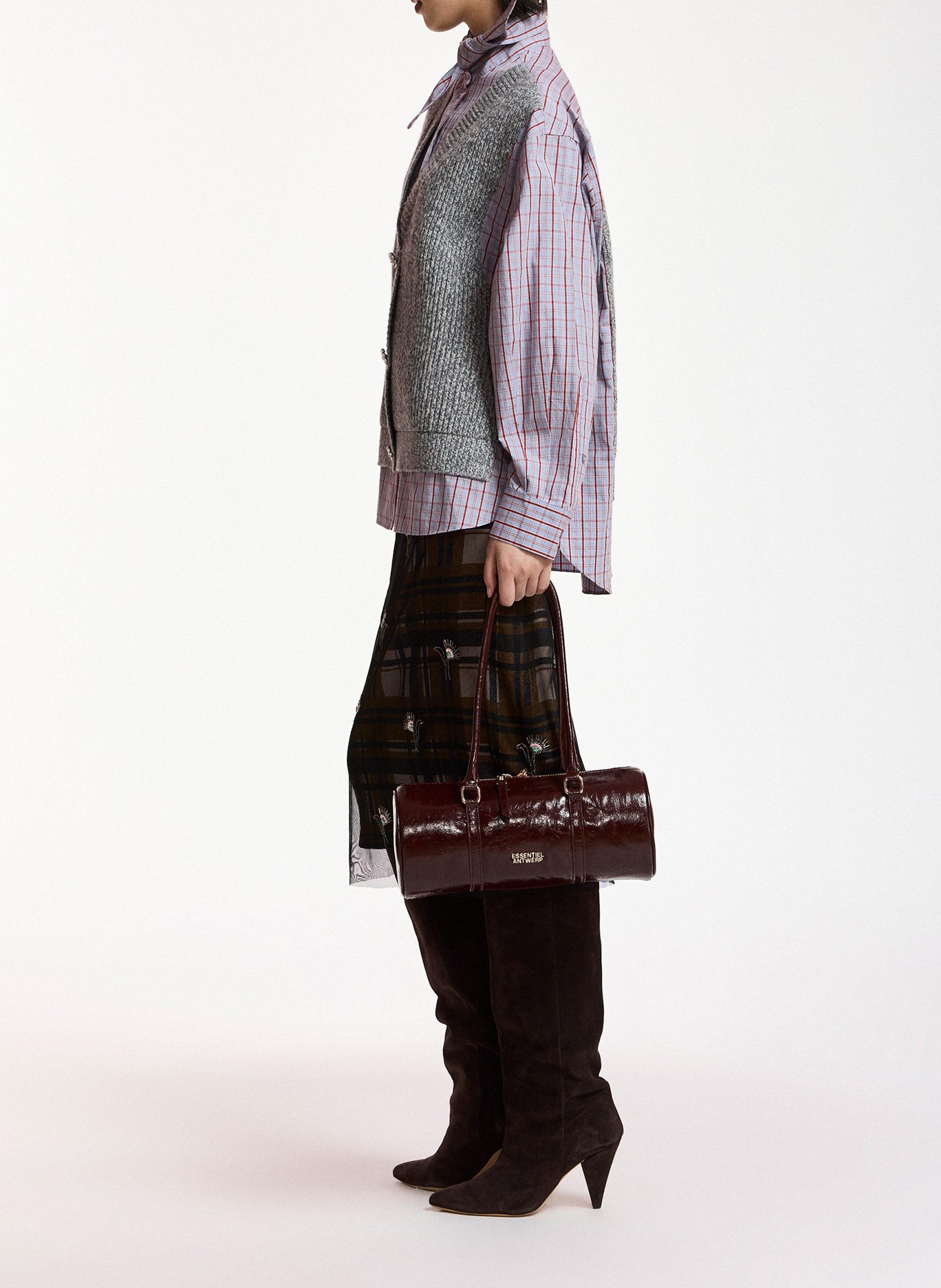 Oversized wollen overhemd met laagjes ESSENTIEL ANTWERP Grijs