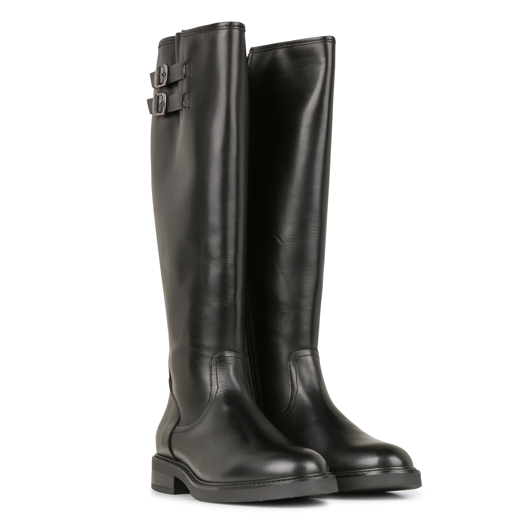 Bottes plates unies en cuir LA FEE MARABOUTEE Noir