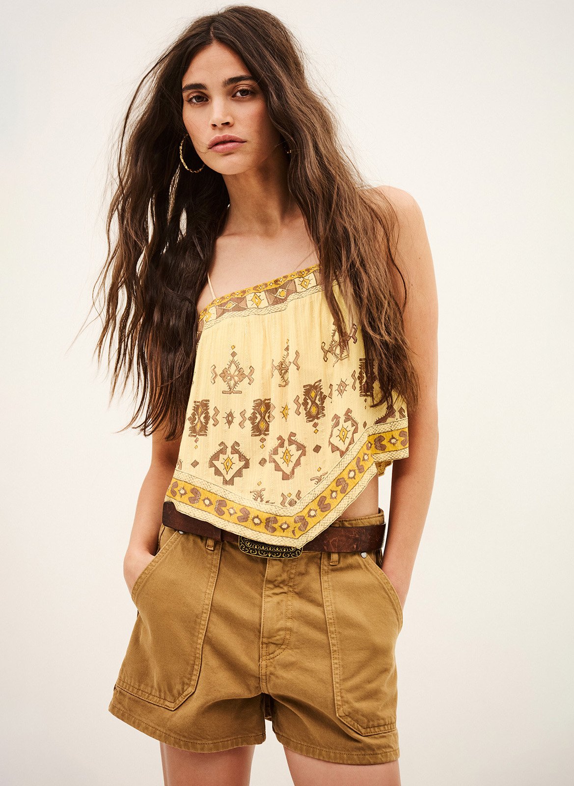 Kurzes Top mit Print BA&SH Gelb