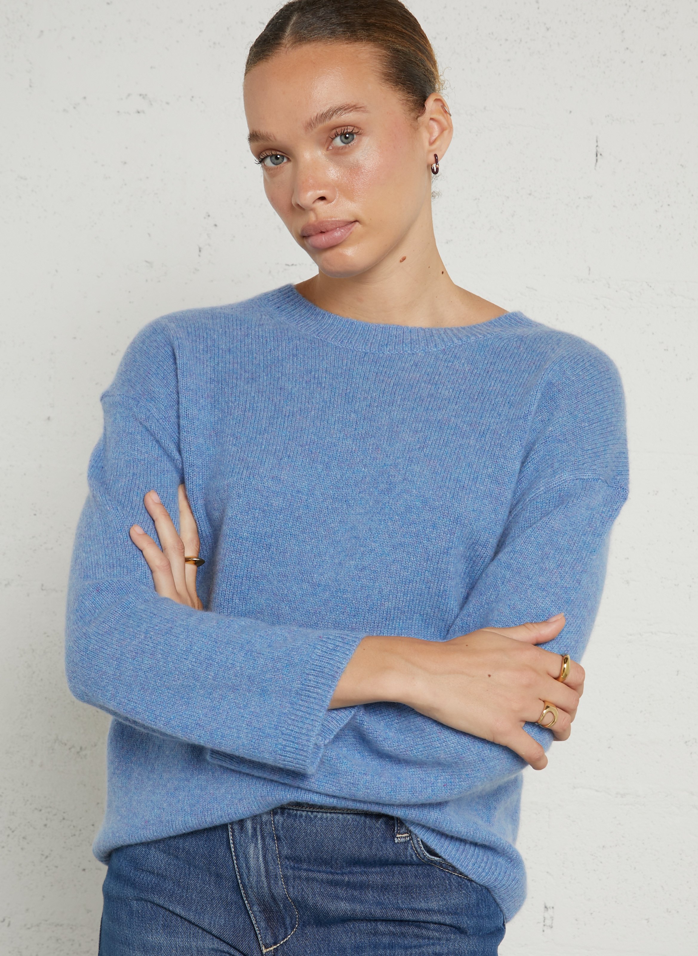 Straight cashmere sweater with round neck MAISON 123 Plums