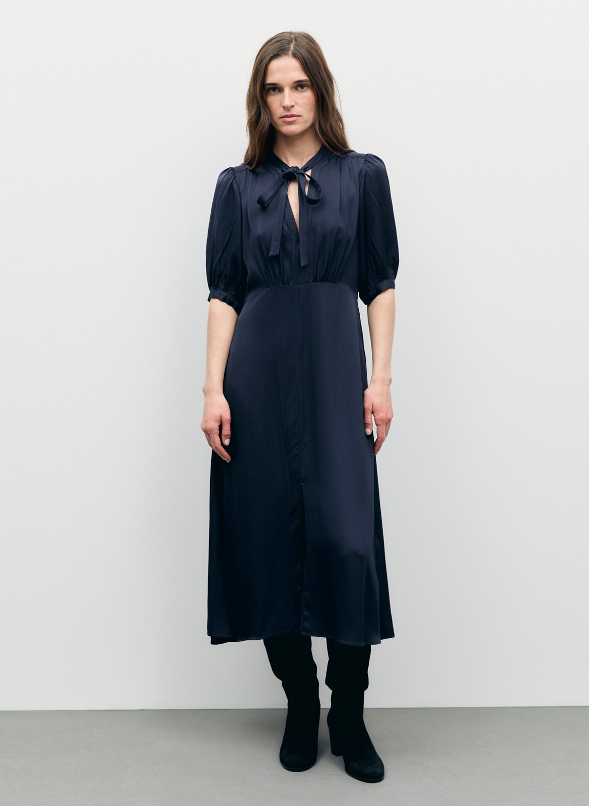 Robe midi cintrée unie GERARD DAREL Bleu