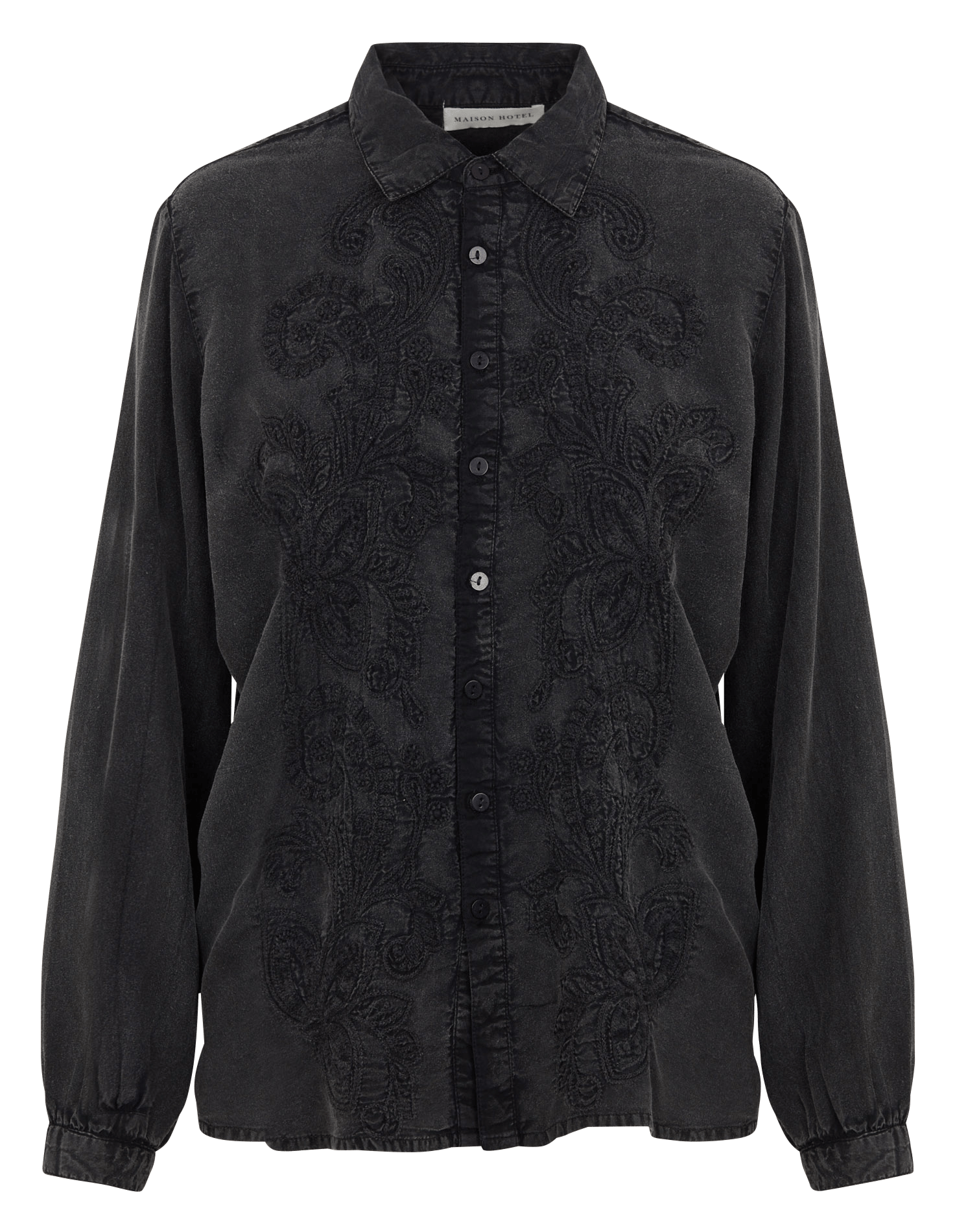 Chemise droite col classique brodée MAISON HOTEL Gris