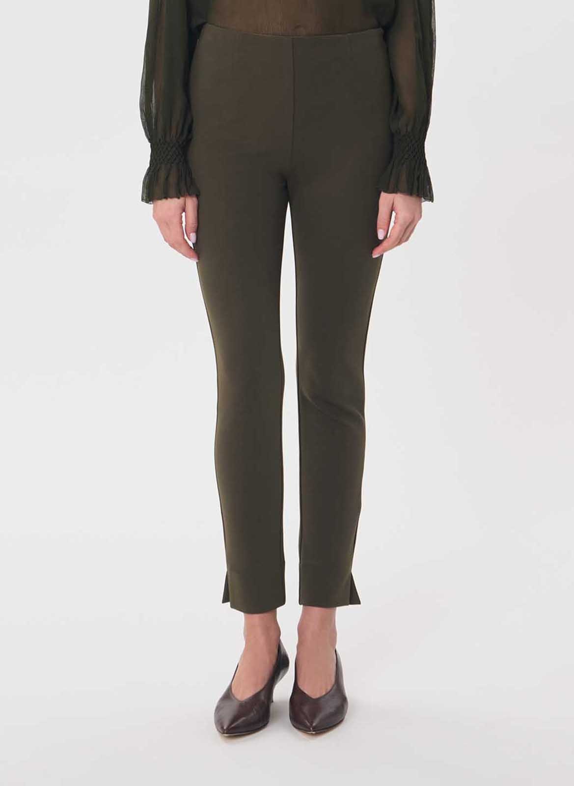 Effen slim fit broek met hoge taille TARA JARMON Groen