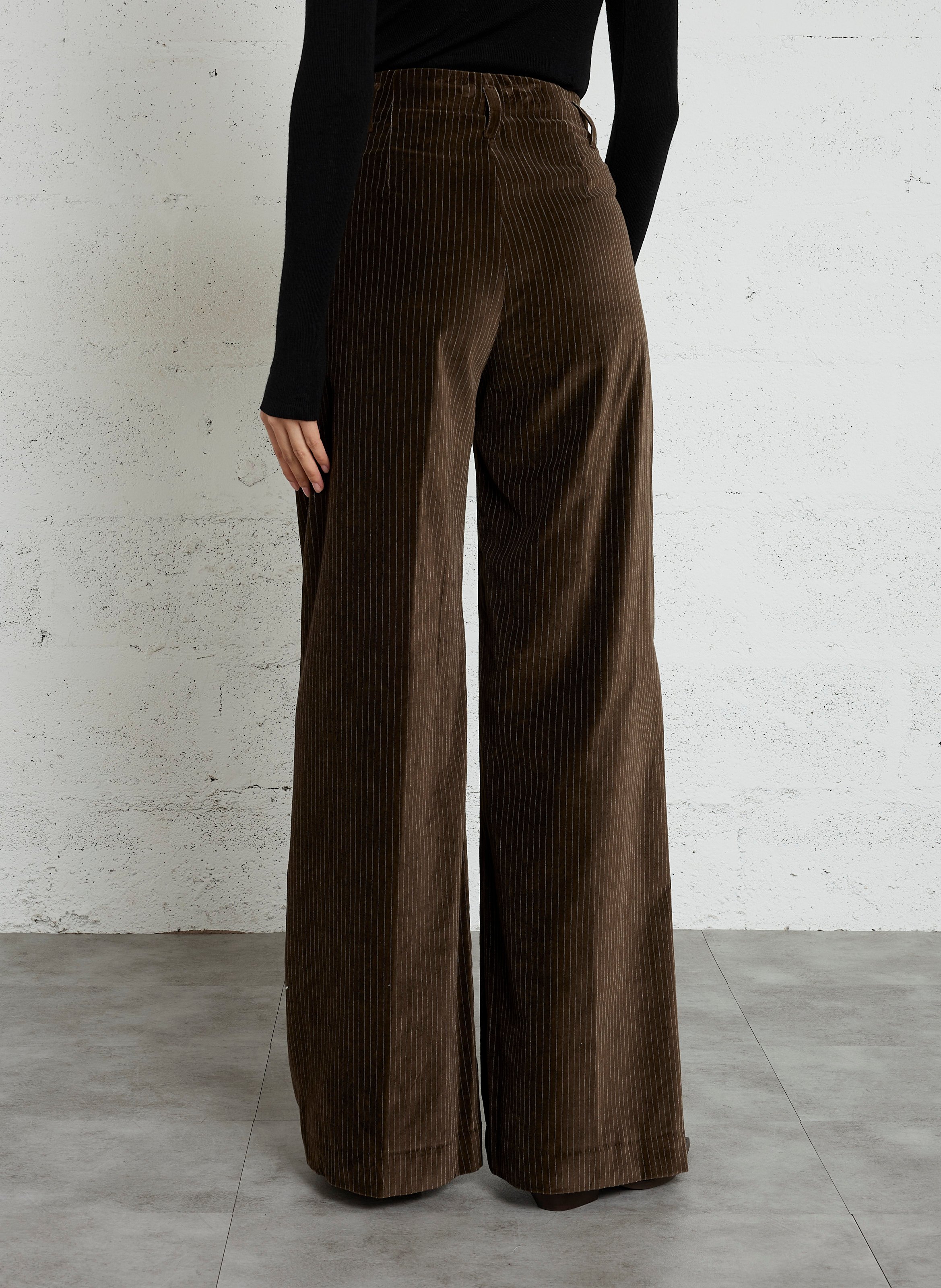 Straight velvet trousers in blended cotton DIEGA Brown