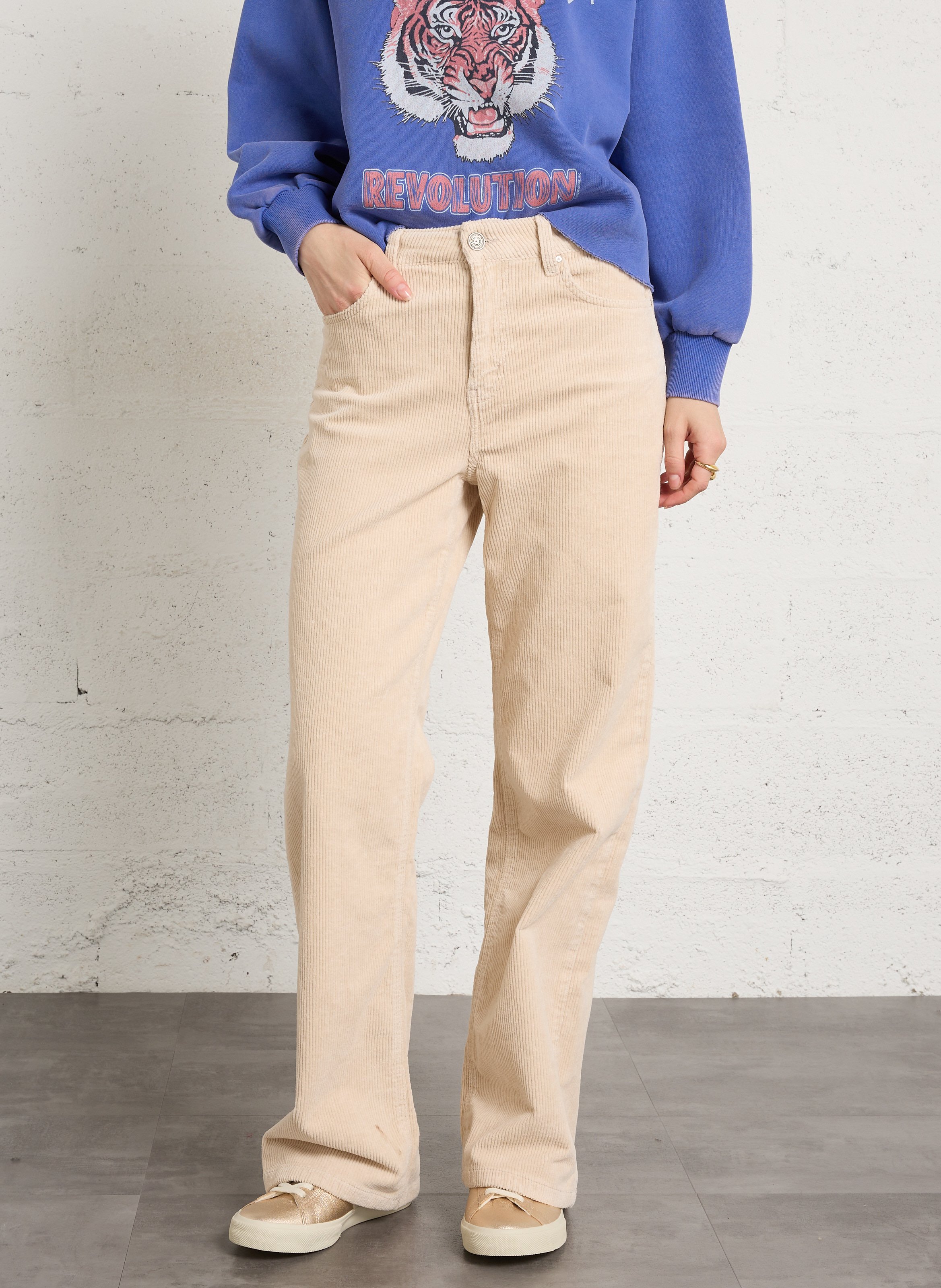 Wijde broek van katoenmix SUD EXPRESS Beige