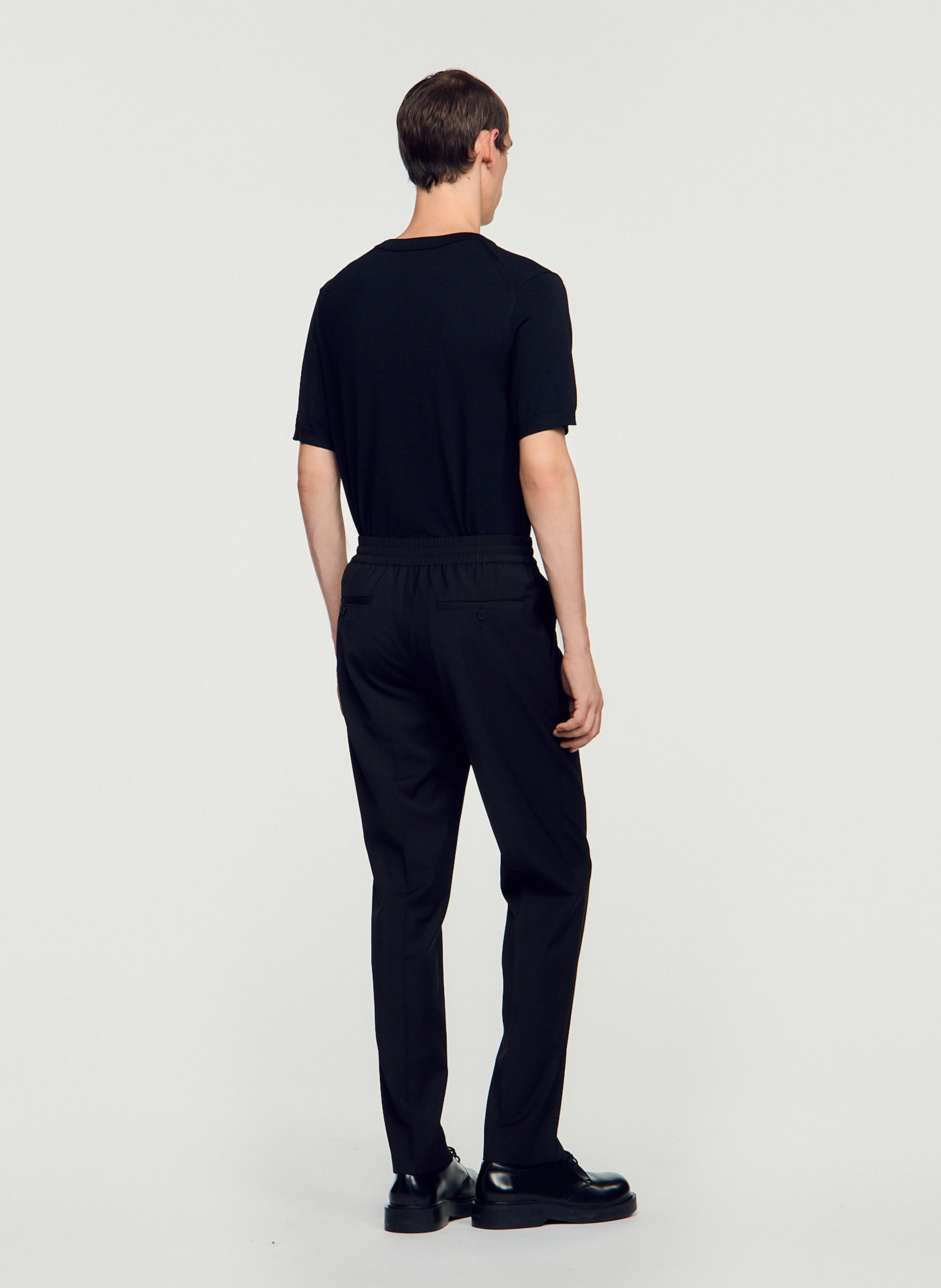 Pantalon droit élastiqué SANDRO Noir