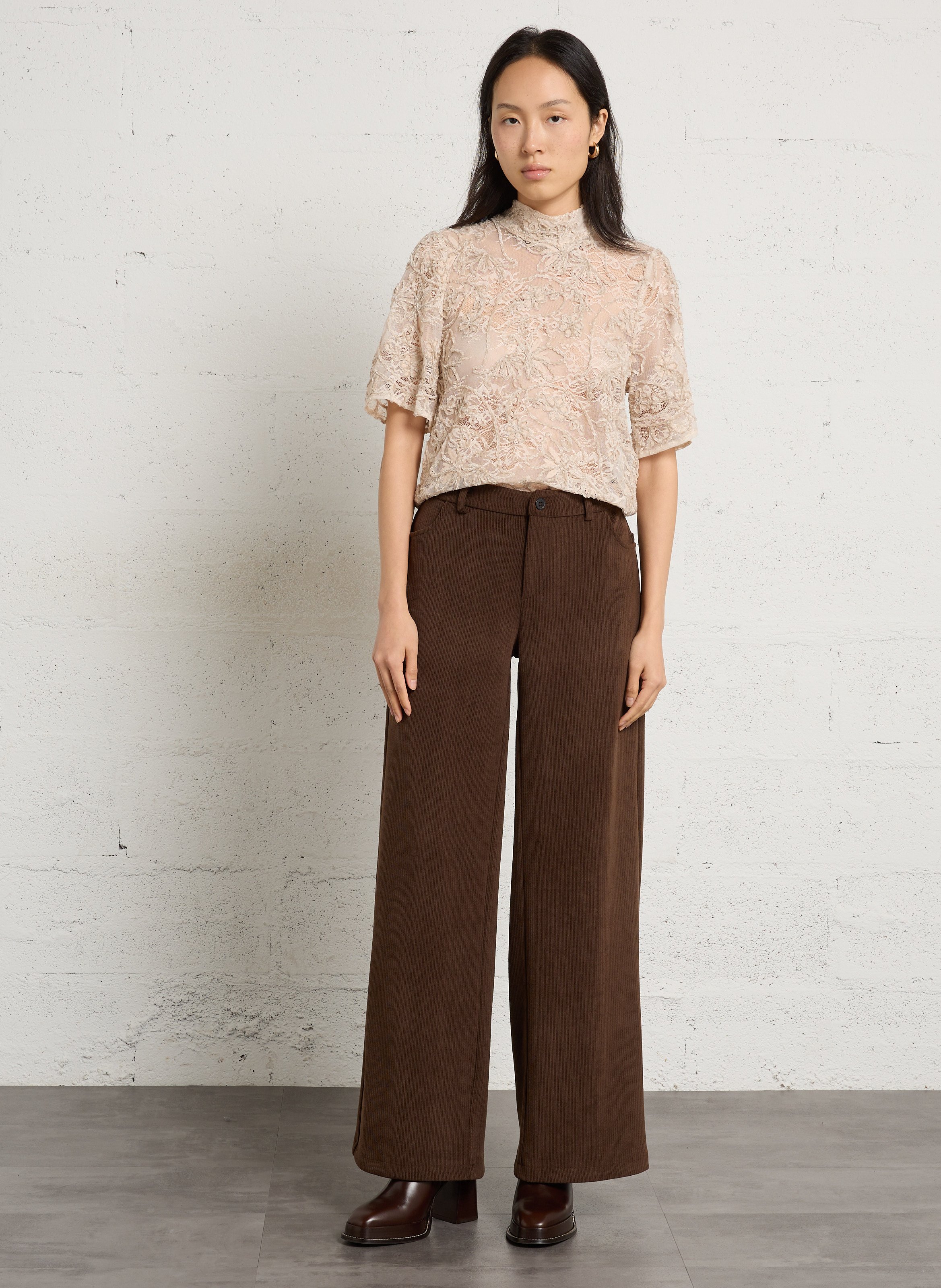 Straight corduroy pants PLEASE Brown