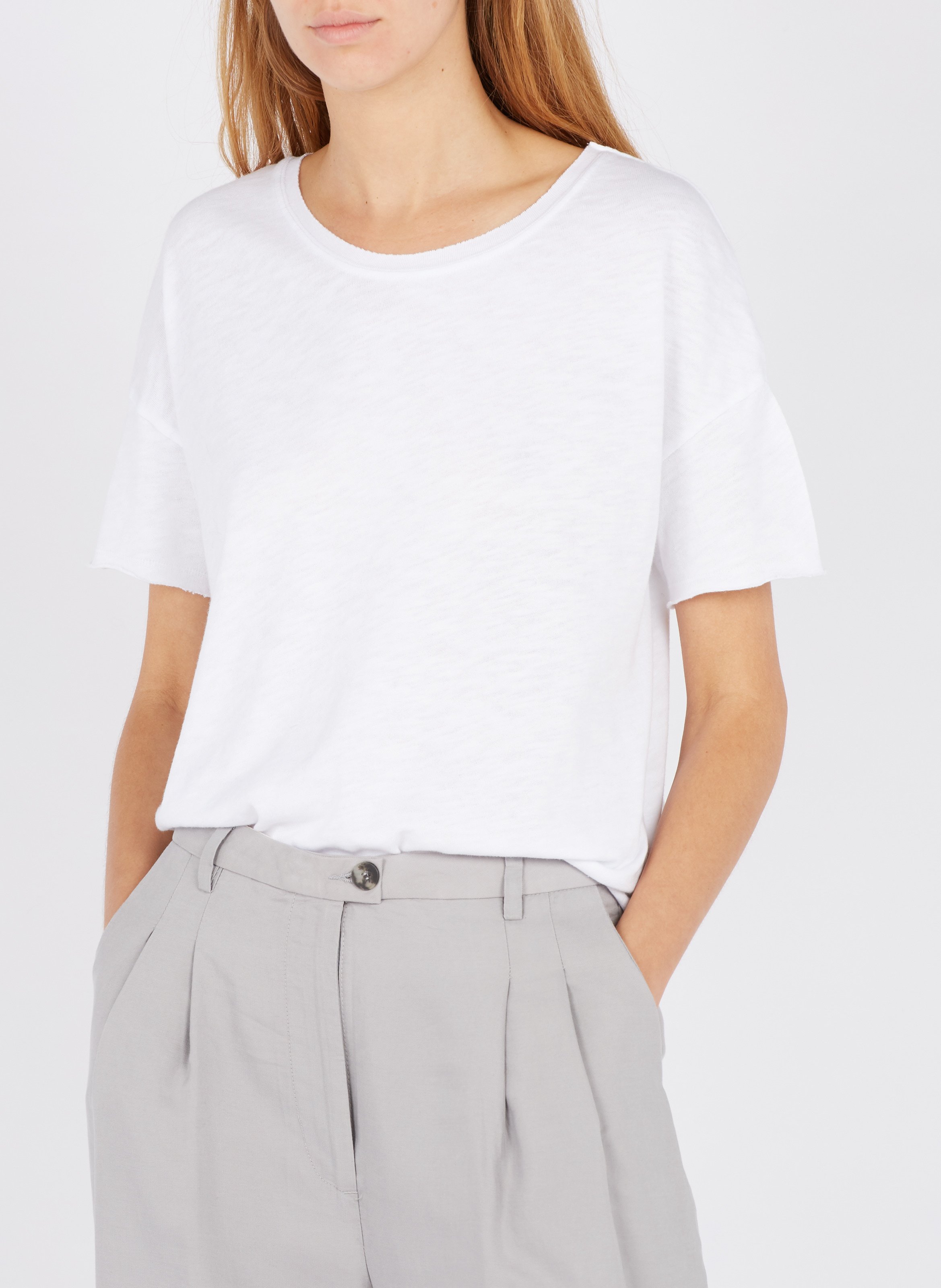 Tee-shirt col rond loose en coton AMERICAN VINTAGE Blanc