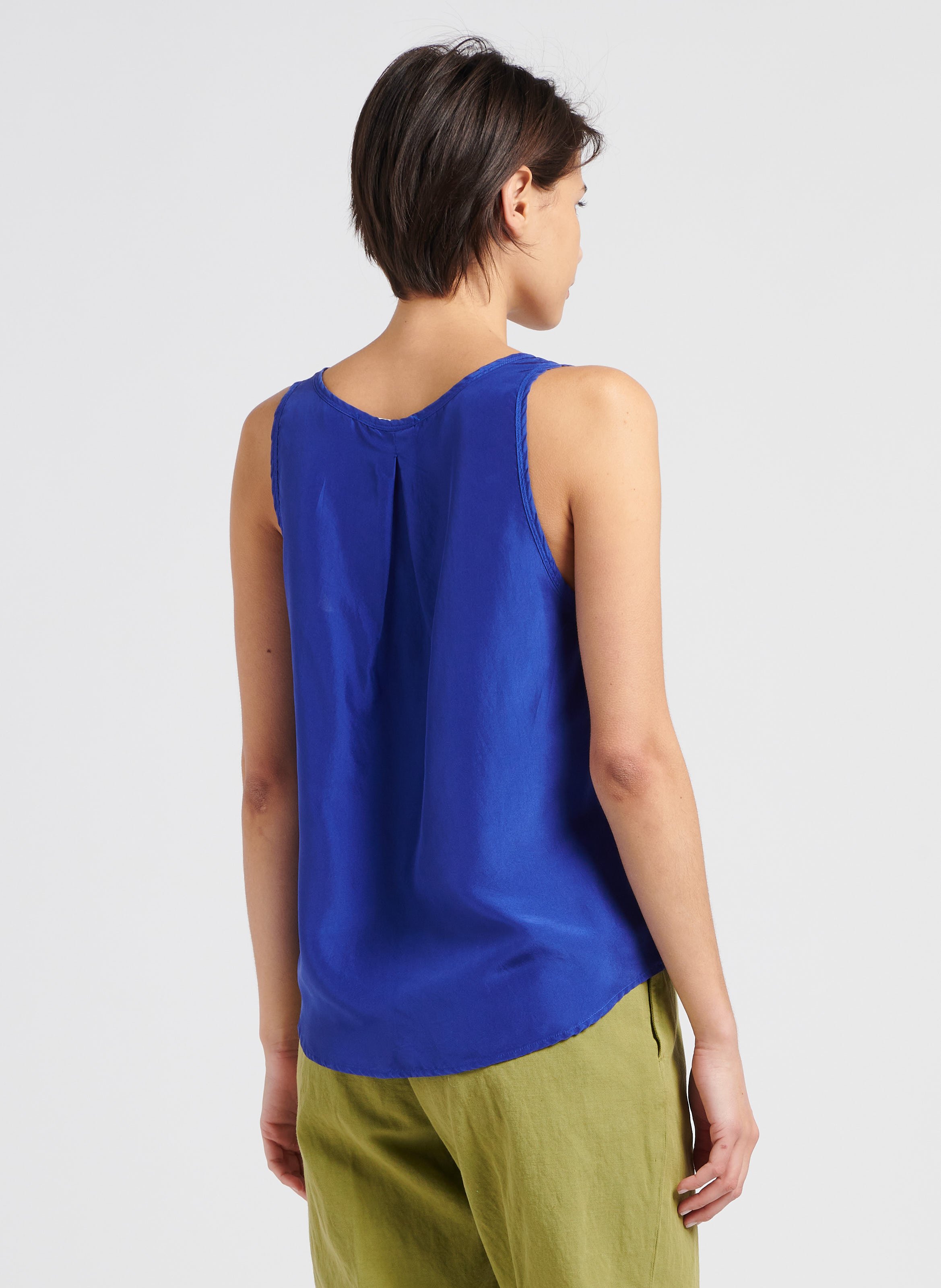Débardeur fluide en soie  POMANDERE Bleu