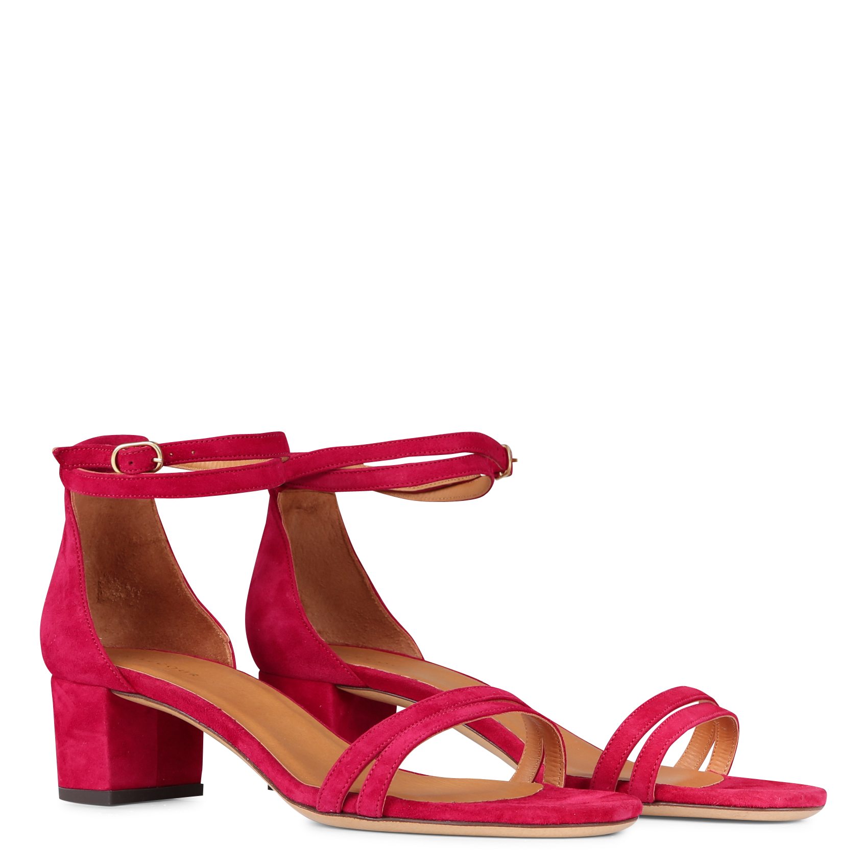Leren sandalen met hak RIVECOUR Roze