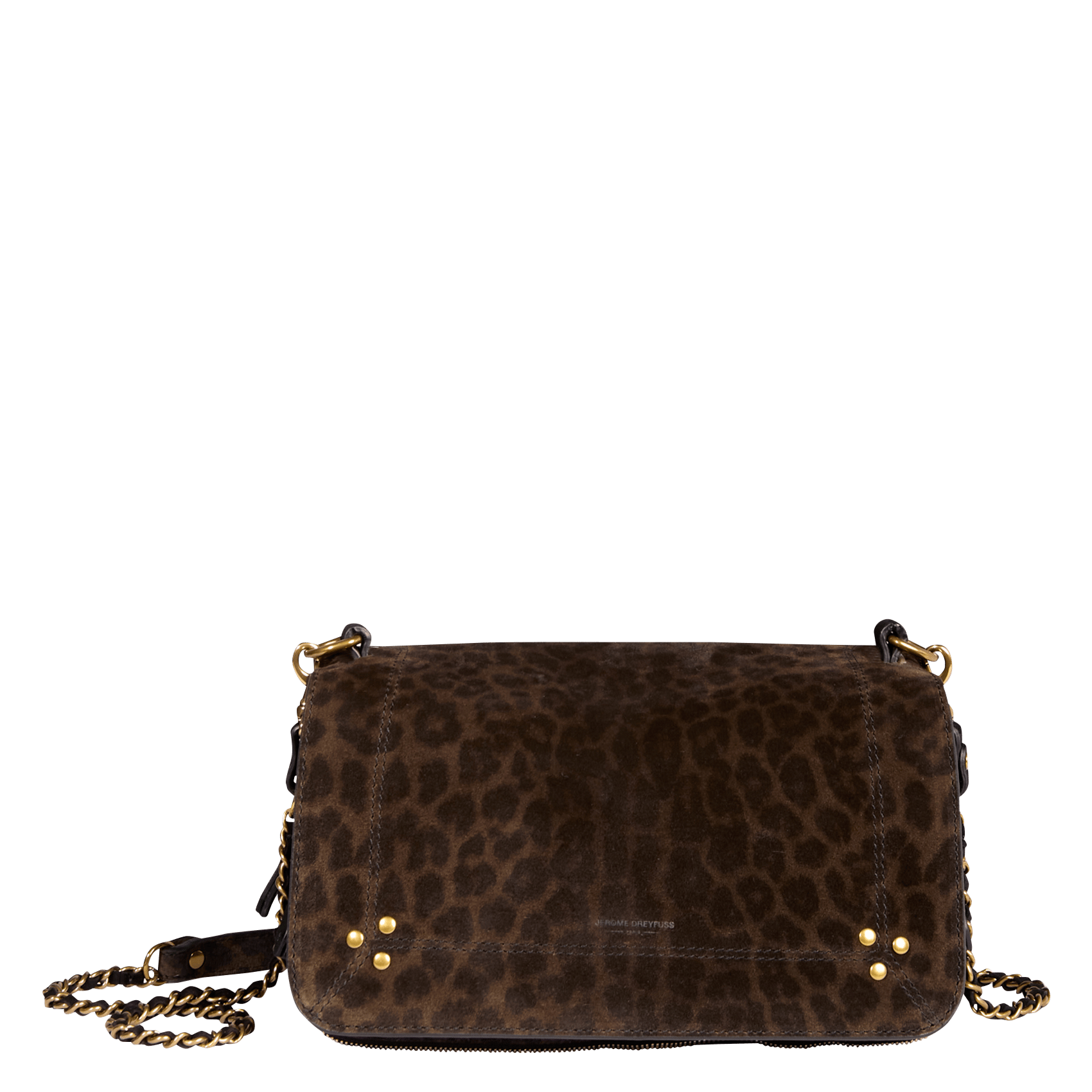 Sac bandoulière en cuir à imprimé léopard JEROME DREYFUSS Kaki